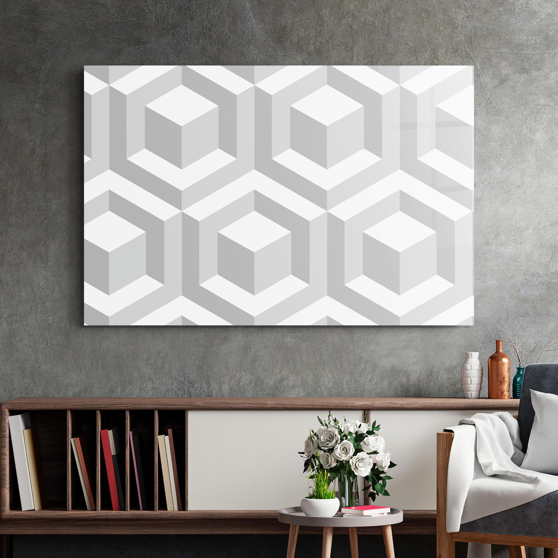 Tablou Sticla 3d Square mockup 2