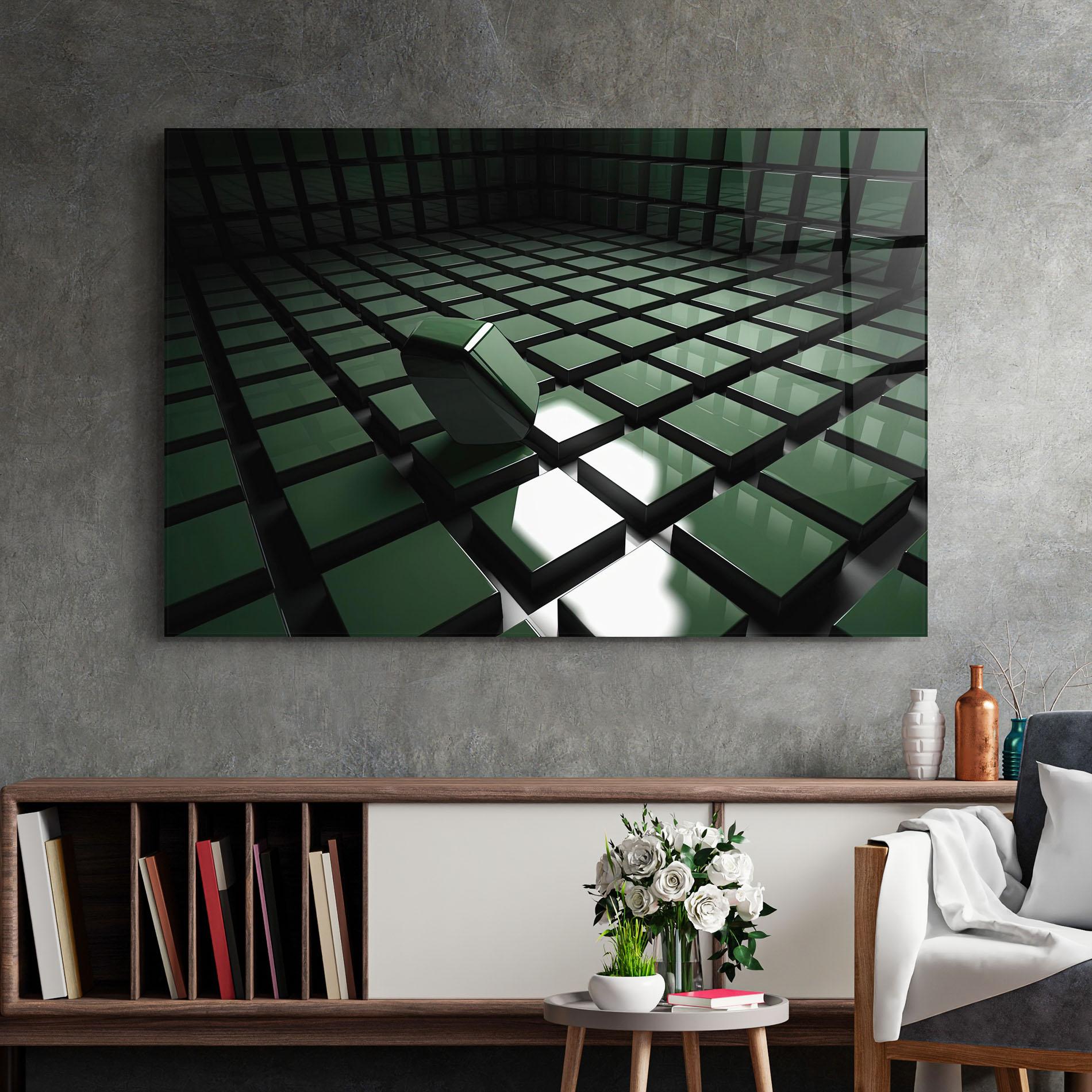 Tablou Sticla Green Shape Floating mockup 2