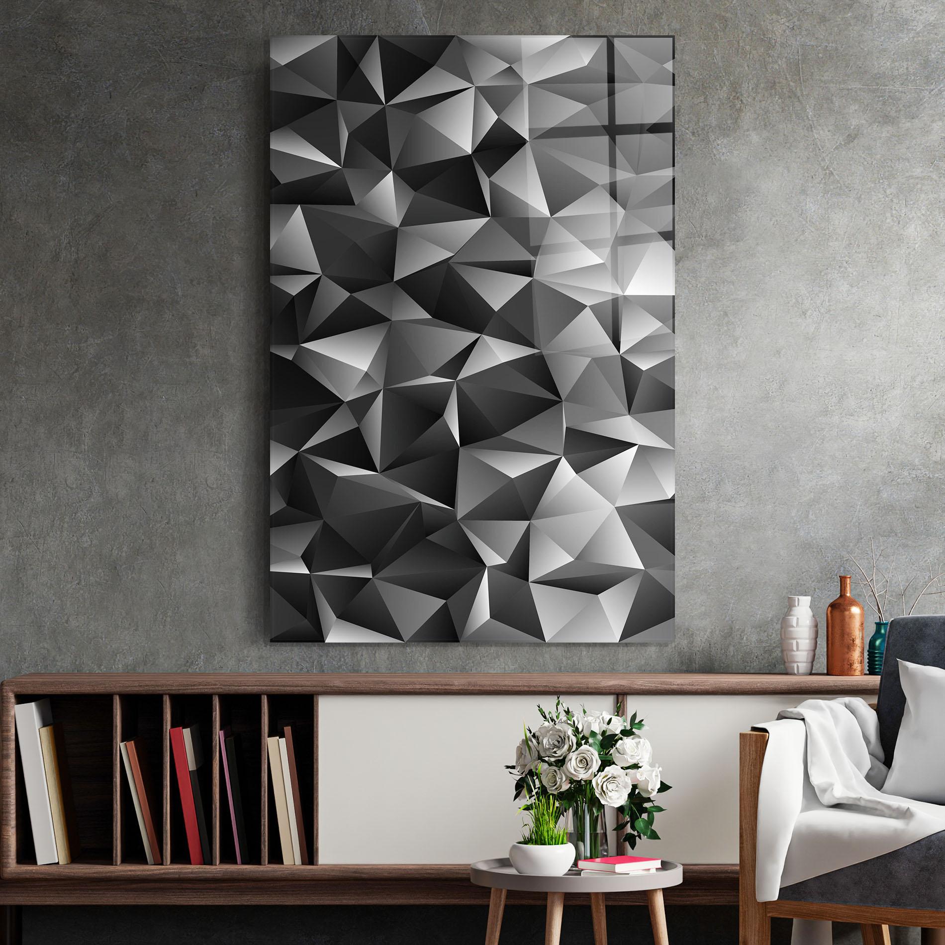 Tablou Sticla Black Triangle Pattern mockup 2