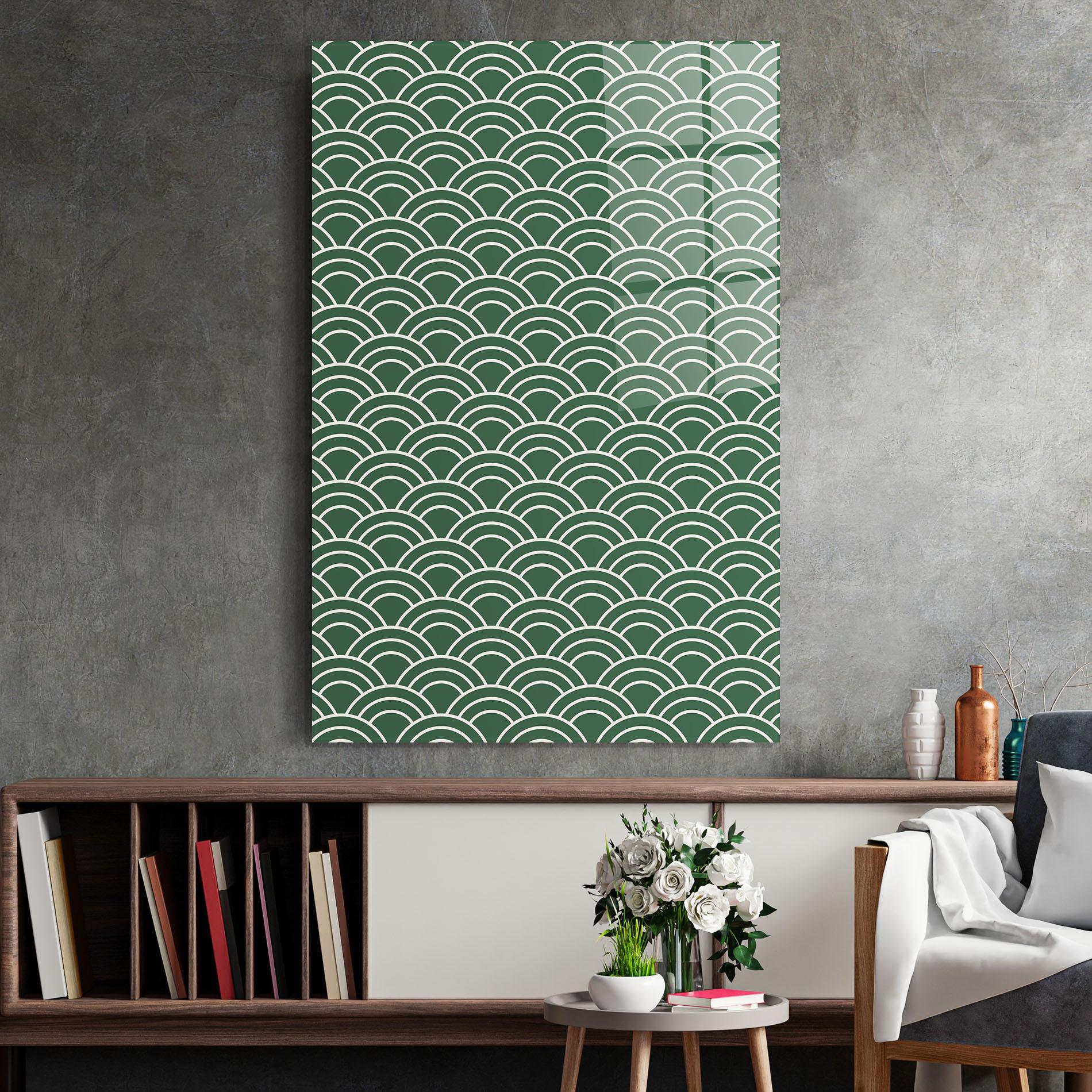 Tablou Sticla Green Semi Circle mockup 2