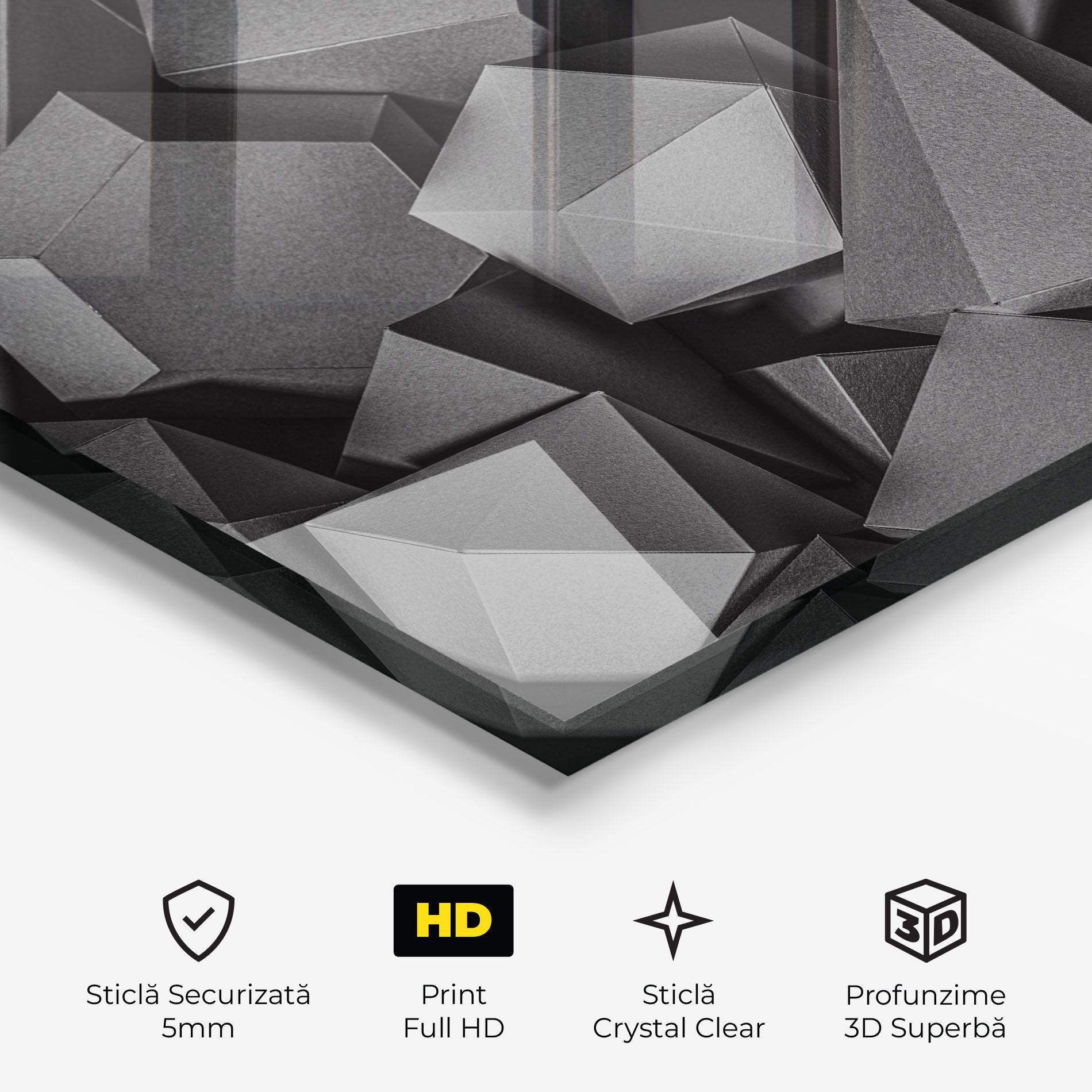 Tablou Sticla Black Geometric Shapes mockup 3