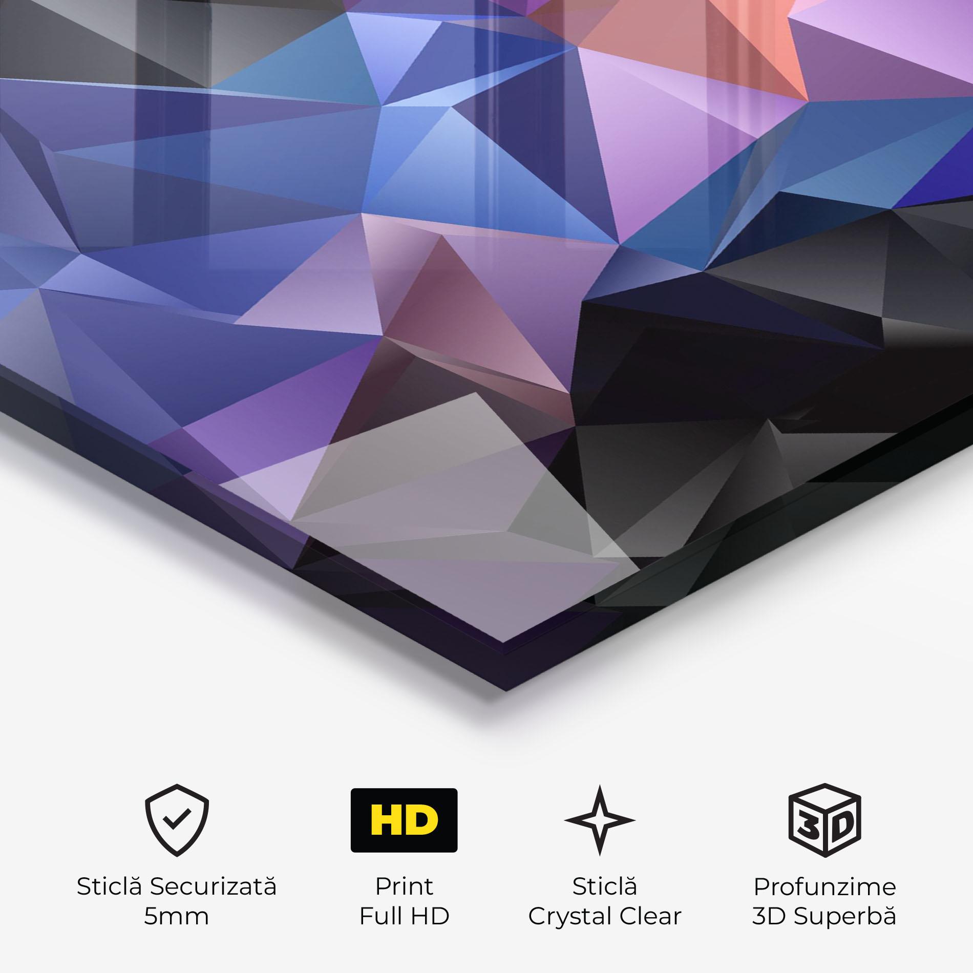 Tablou Sticla Black Purple Triangle mockup 3