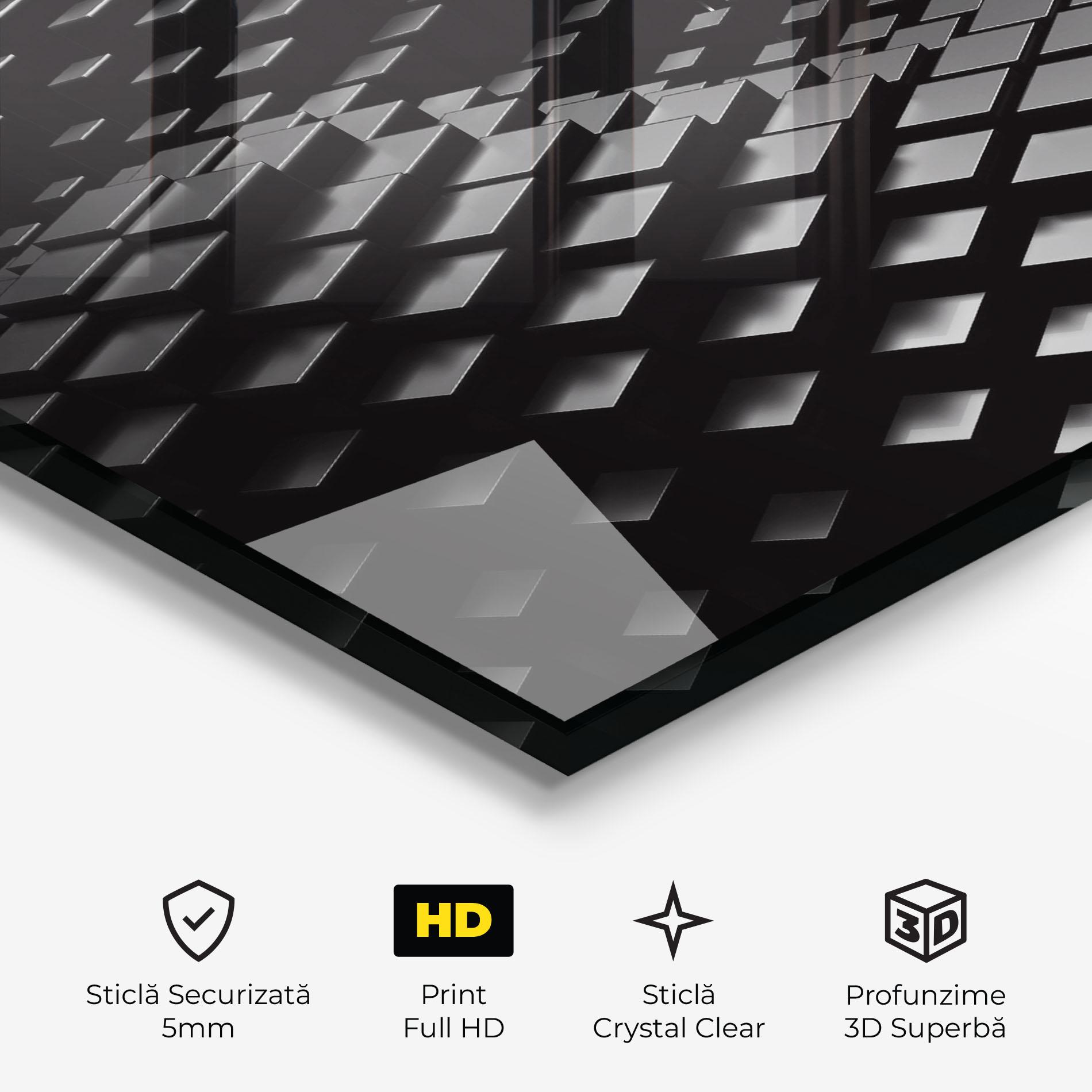 Tablou Sticla Black Square Wave mockup 3