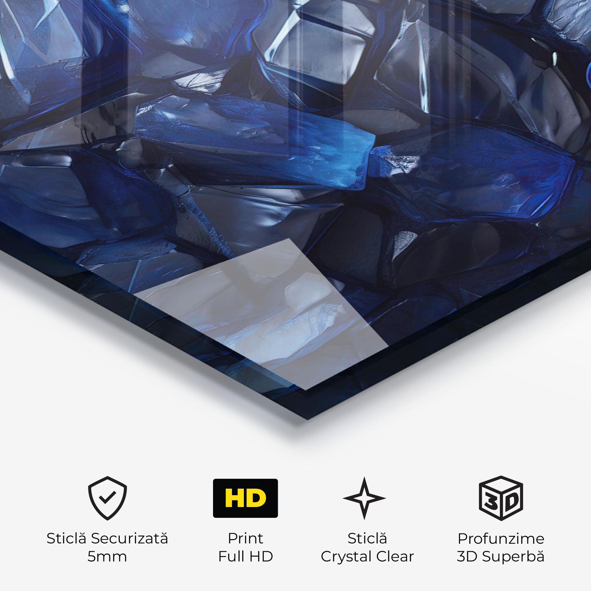 Tablou Sticla Blue Crystal Shape mockup 3