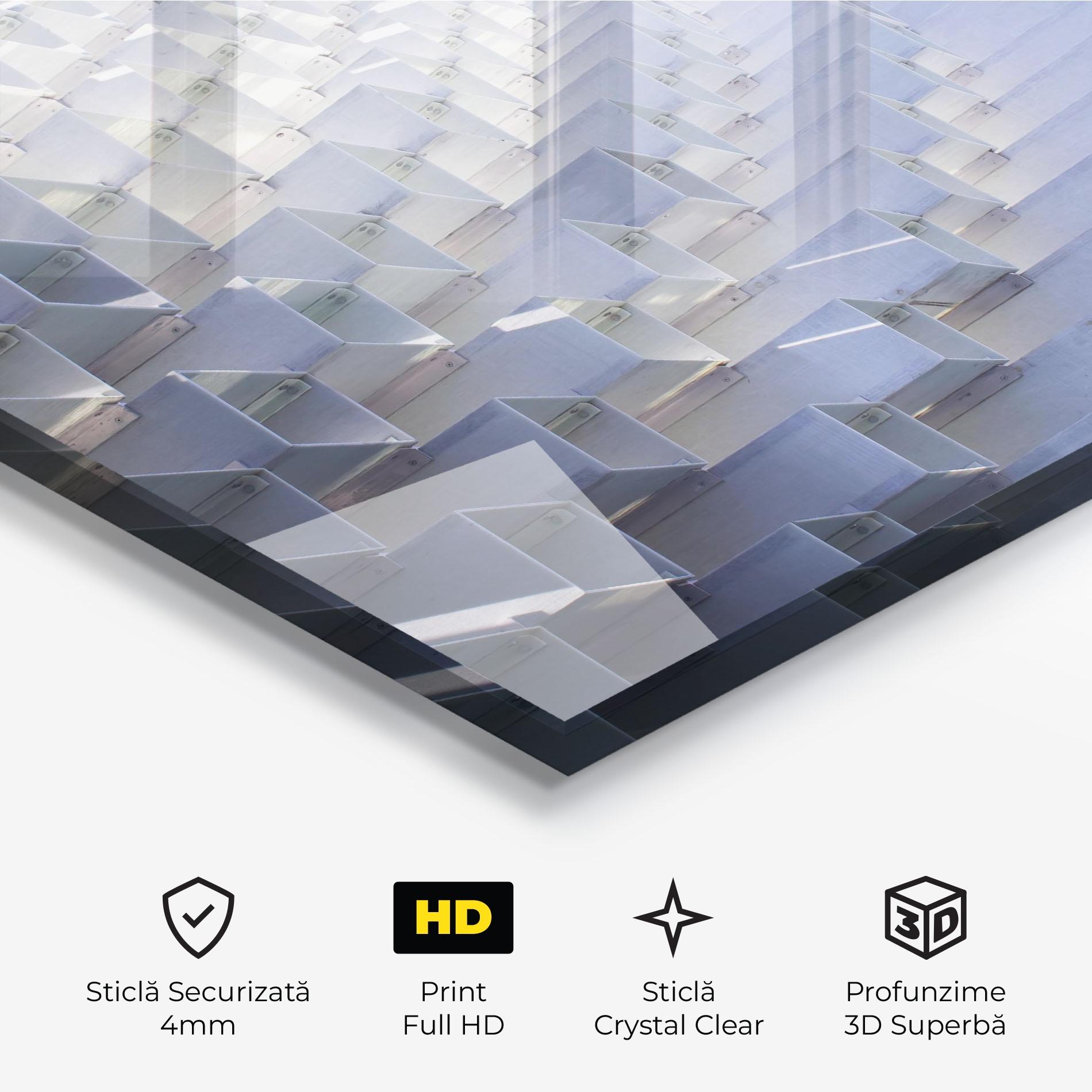 Tablou Sticla 3d White Square mockup 3