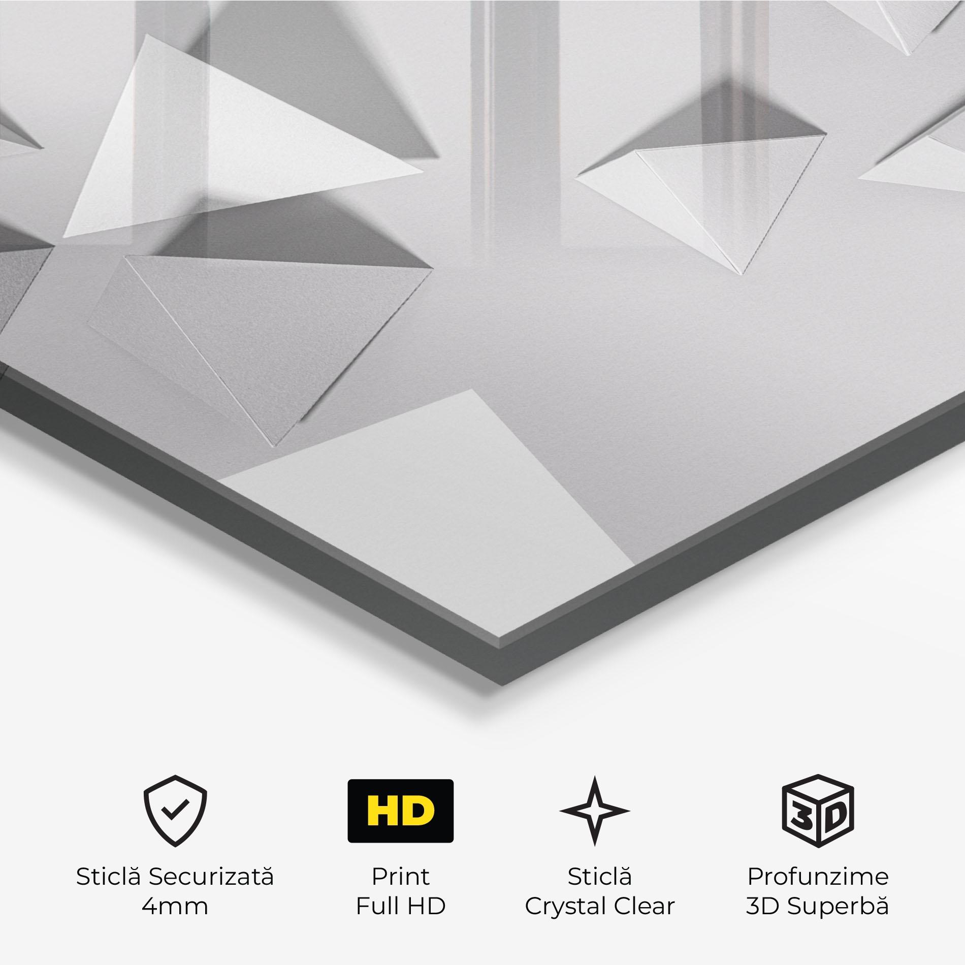 Tablou Sticla 3d White Triangle mockup 3
