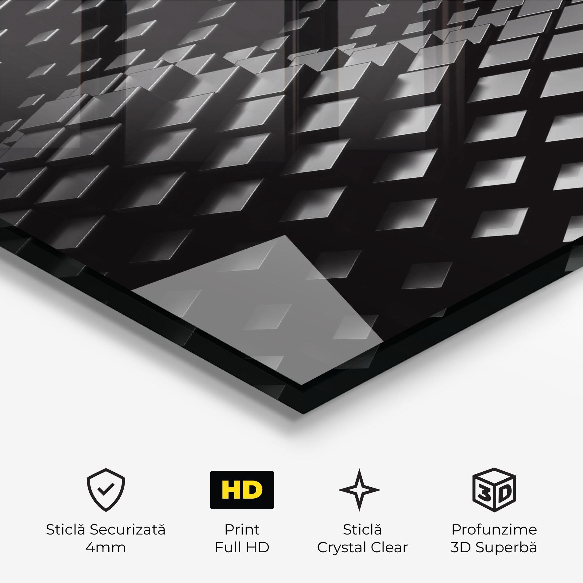 Tablou Sticla Black Square Wave mockup 3