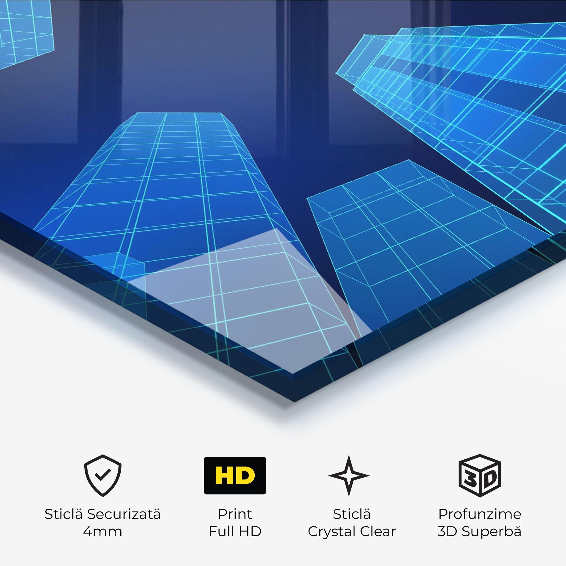 Tablou Sticla Blue Buildings mockup 3