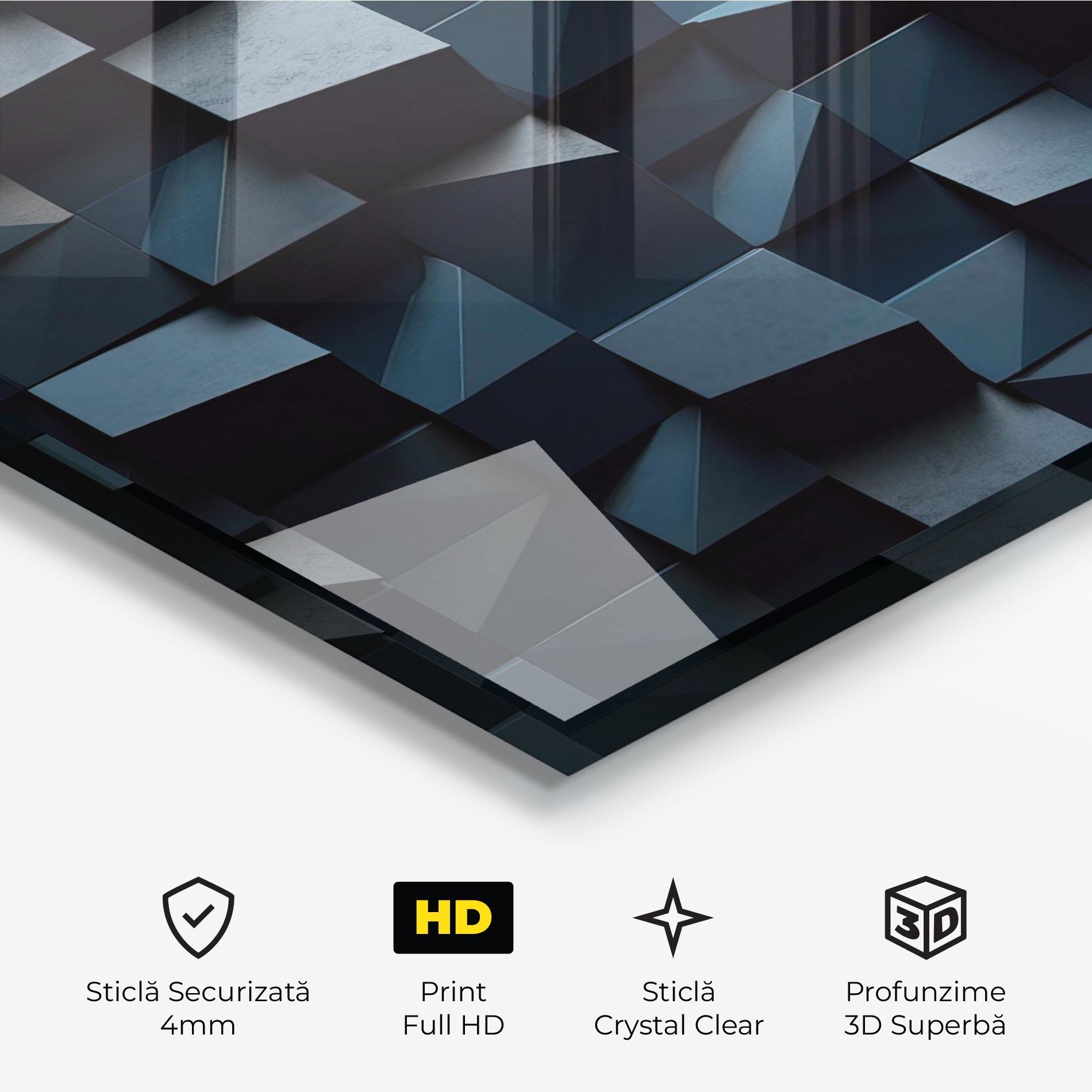 Tablou Sticla Dark Blue Square mockup 3