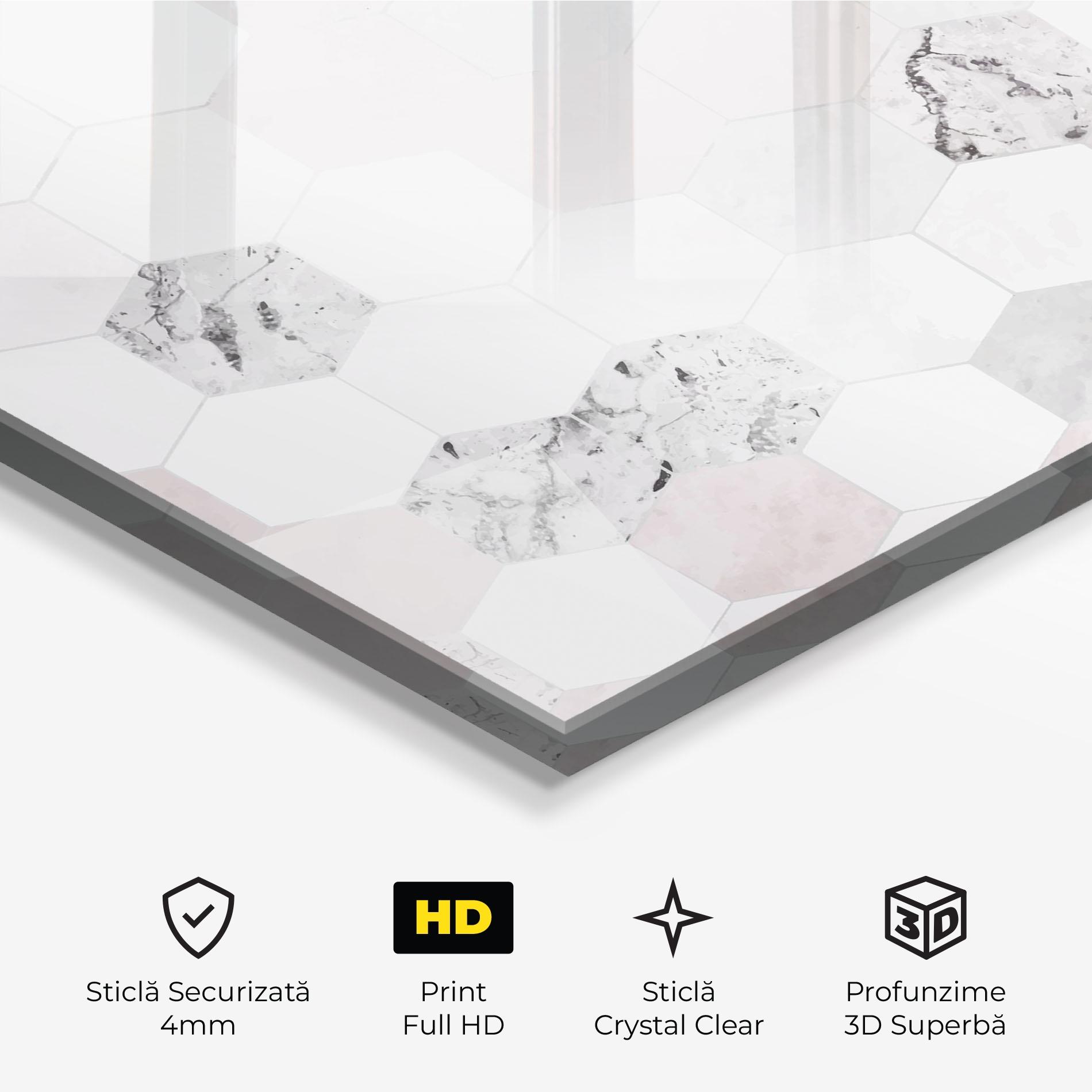 Tablou Sticla Pink Hexa Pattern mockup 3