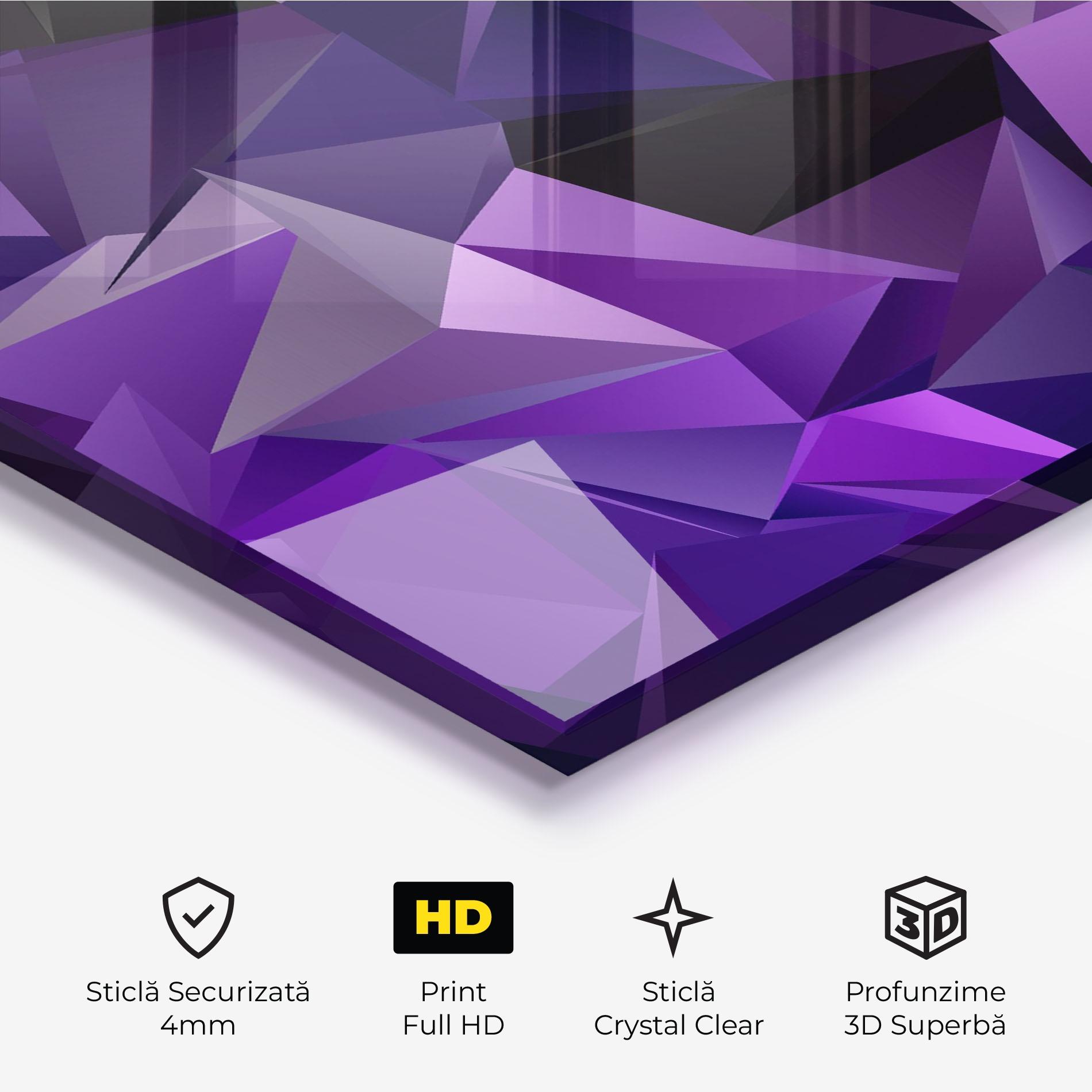 Tablou Sticla Purple Triangle Mix mockup 3