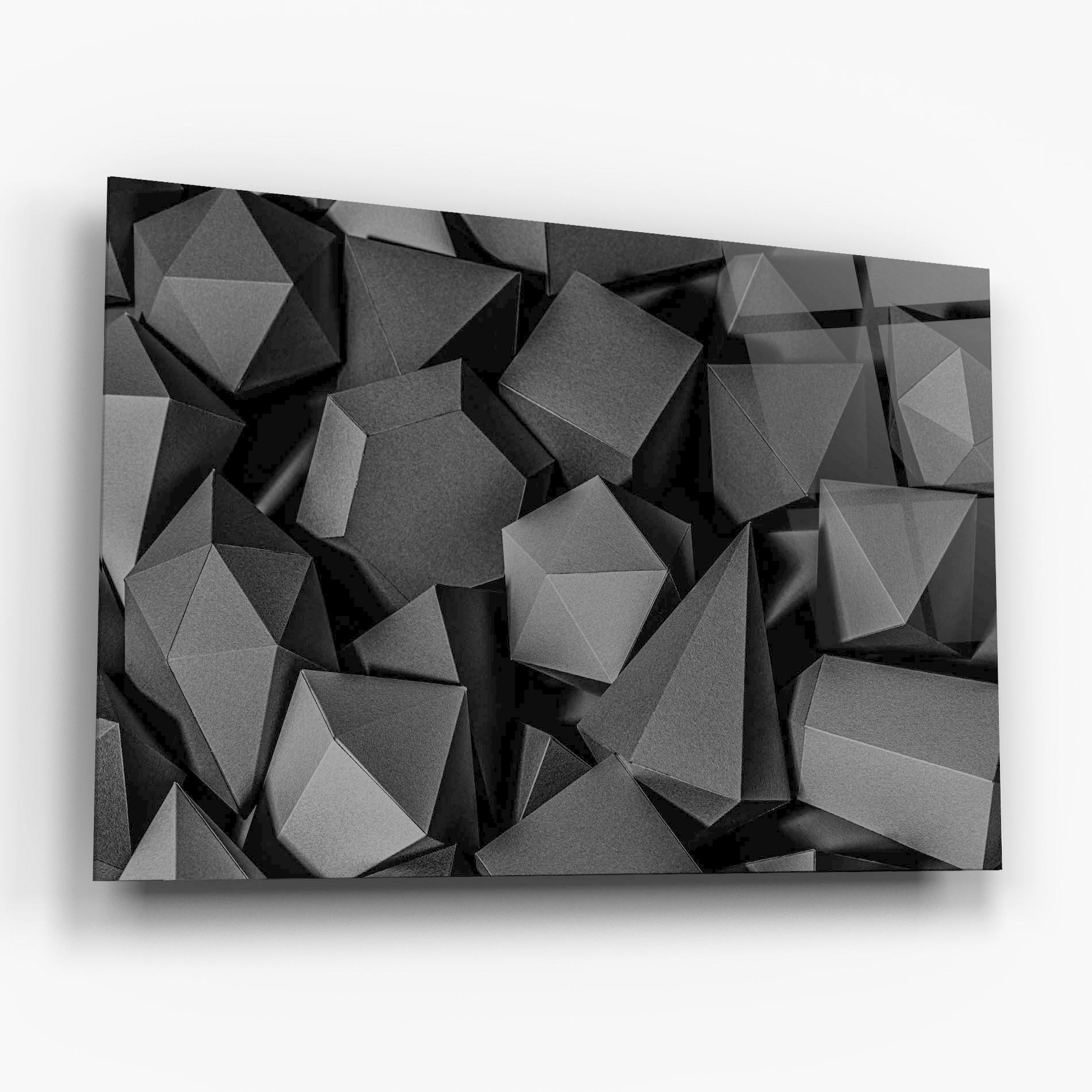 Tablou Sticla Black Geometric Shapes mockup 6