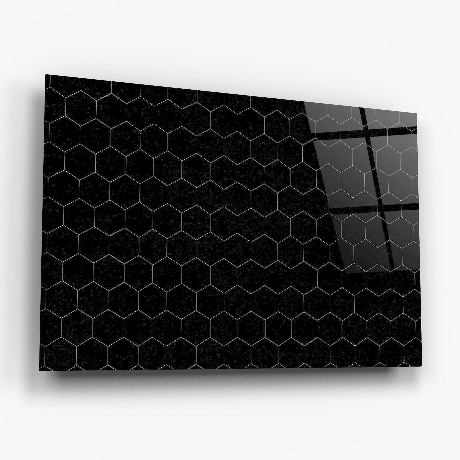 Tablou Sticla Black Hexagon mockup 6