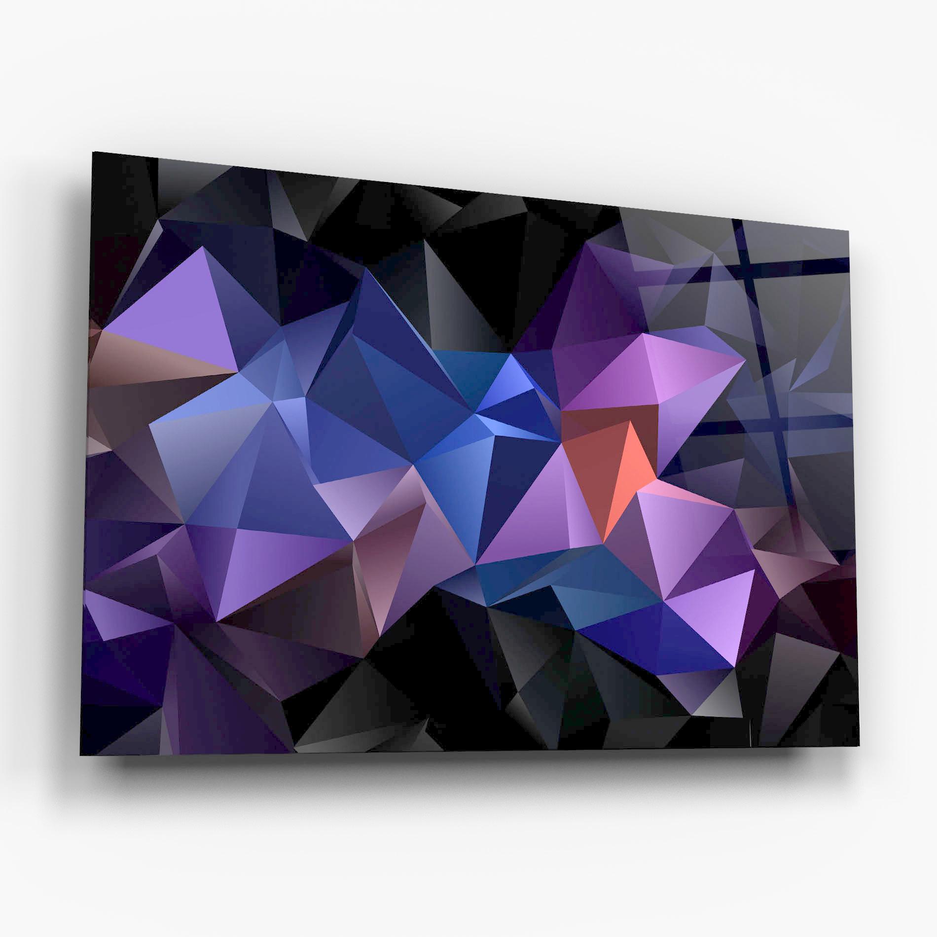 Tablou Sticla Black Purple Triangle mockup 6