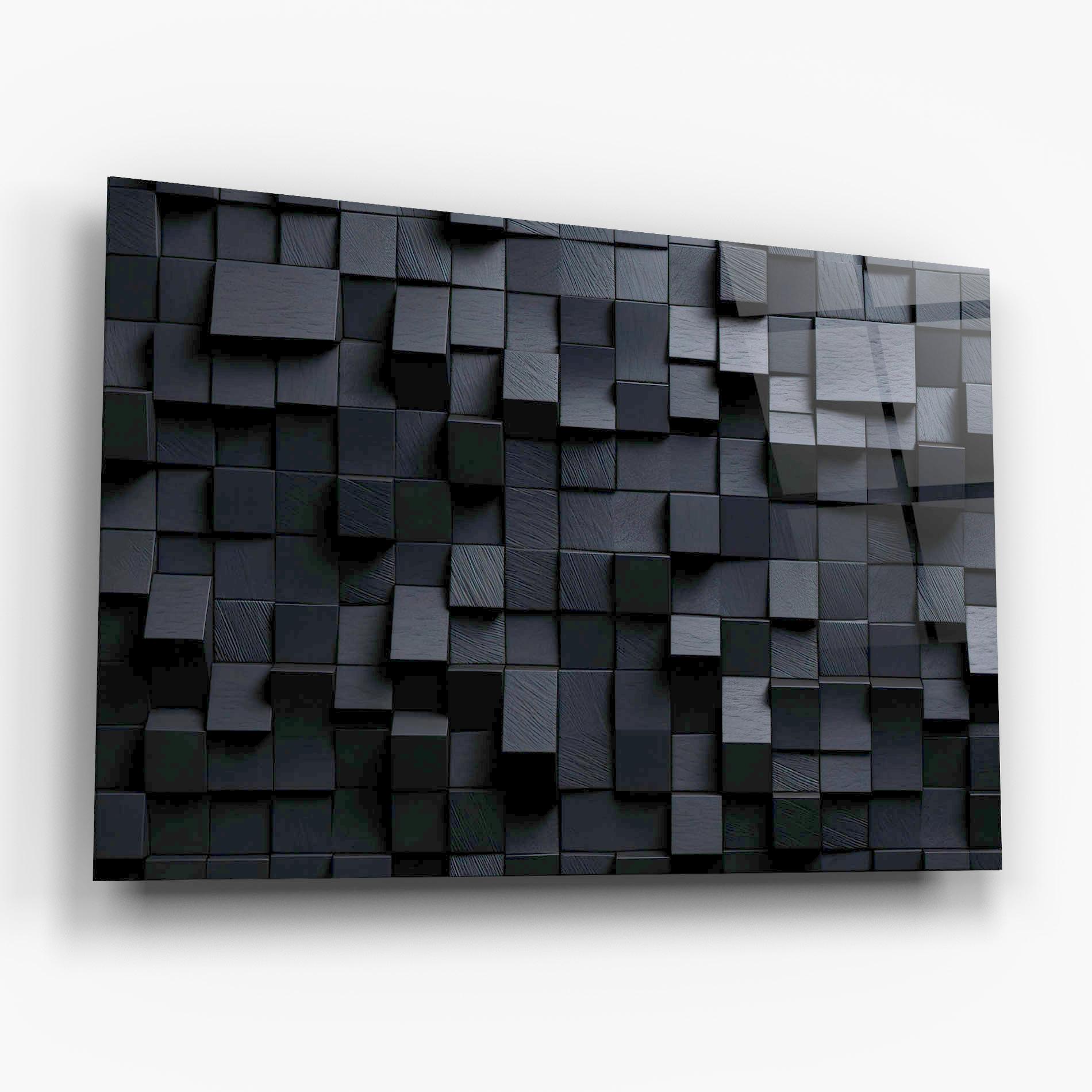 Tablou Sticla Black Square Pattern mockup 6