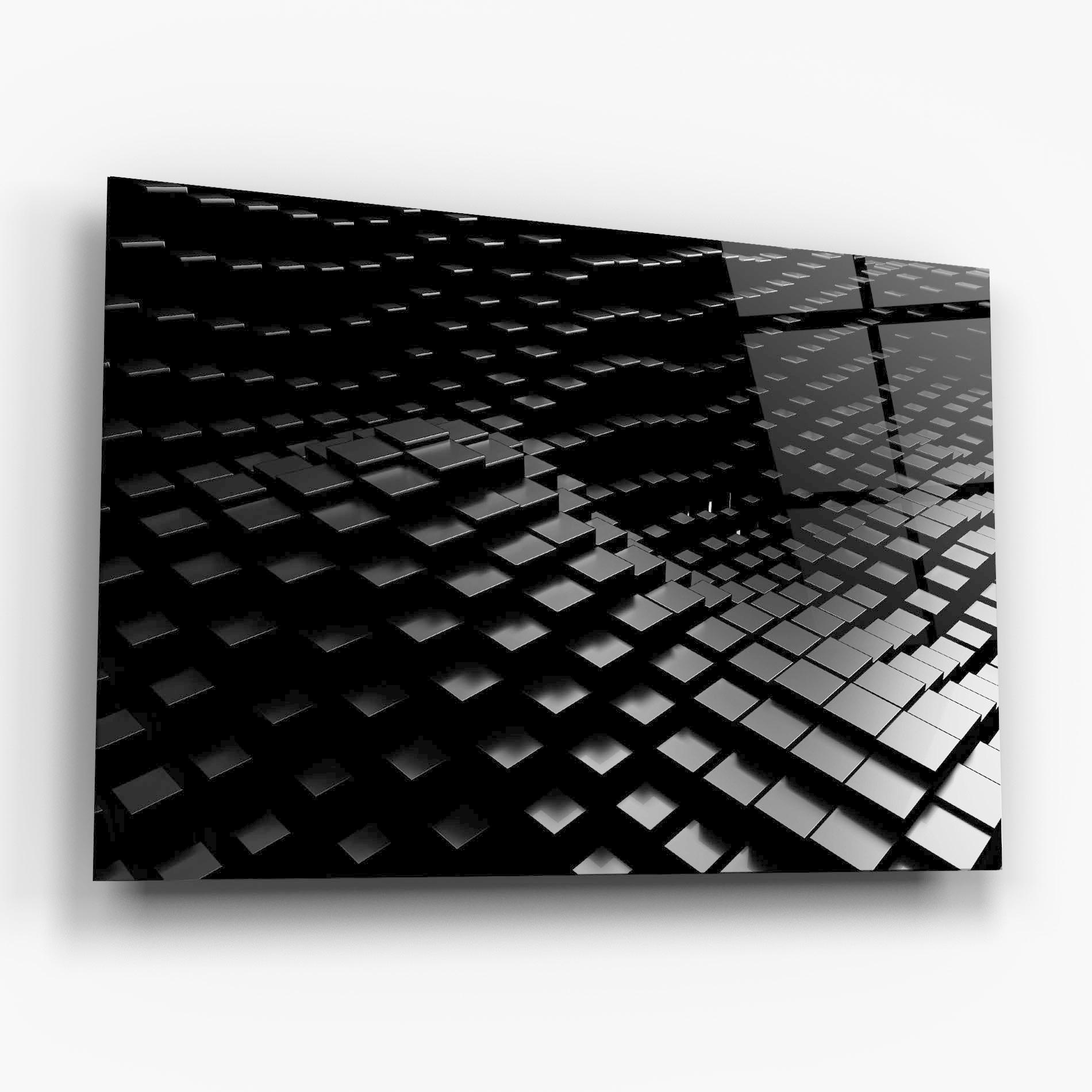 Tablou Sticla Black Square Wave mockup 6