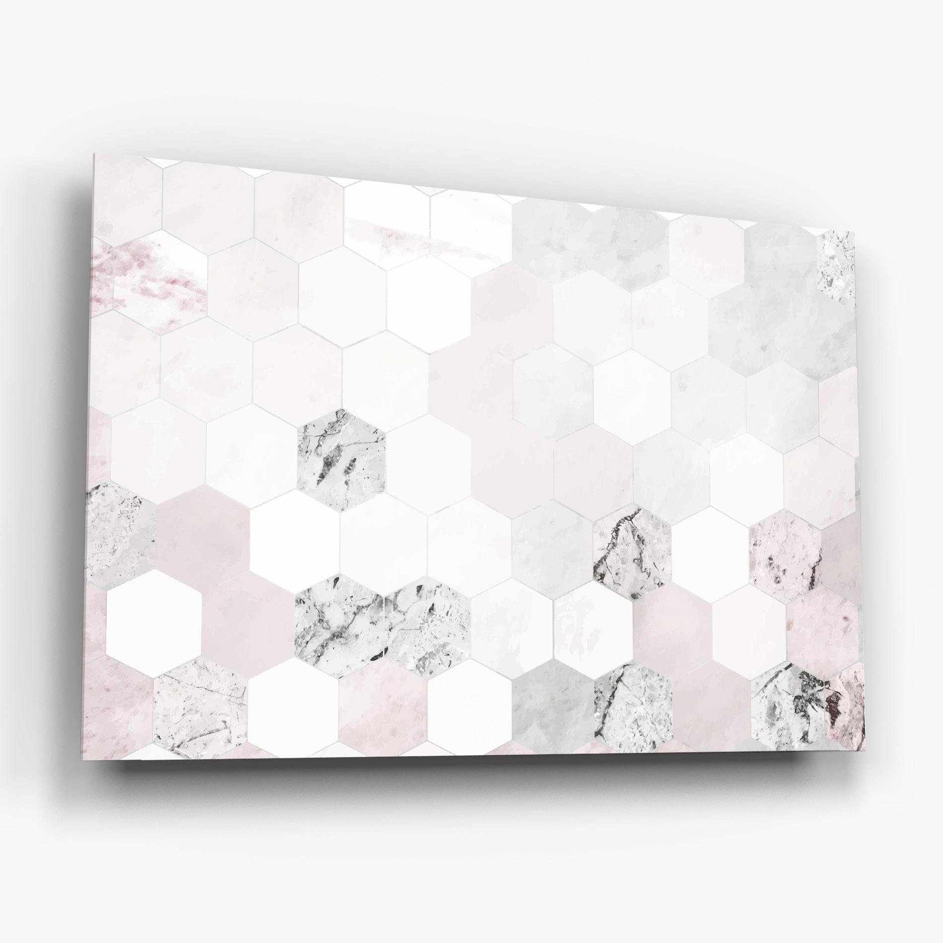 Tablou Sticla Pink Hexa Pattern mockup 6