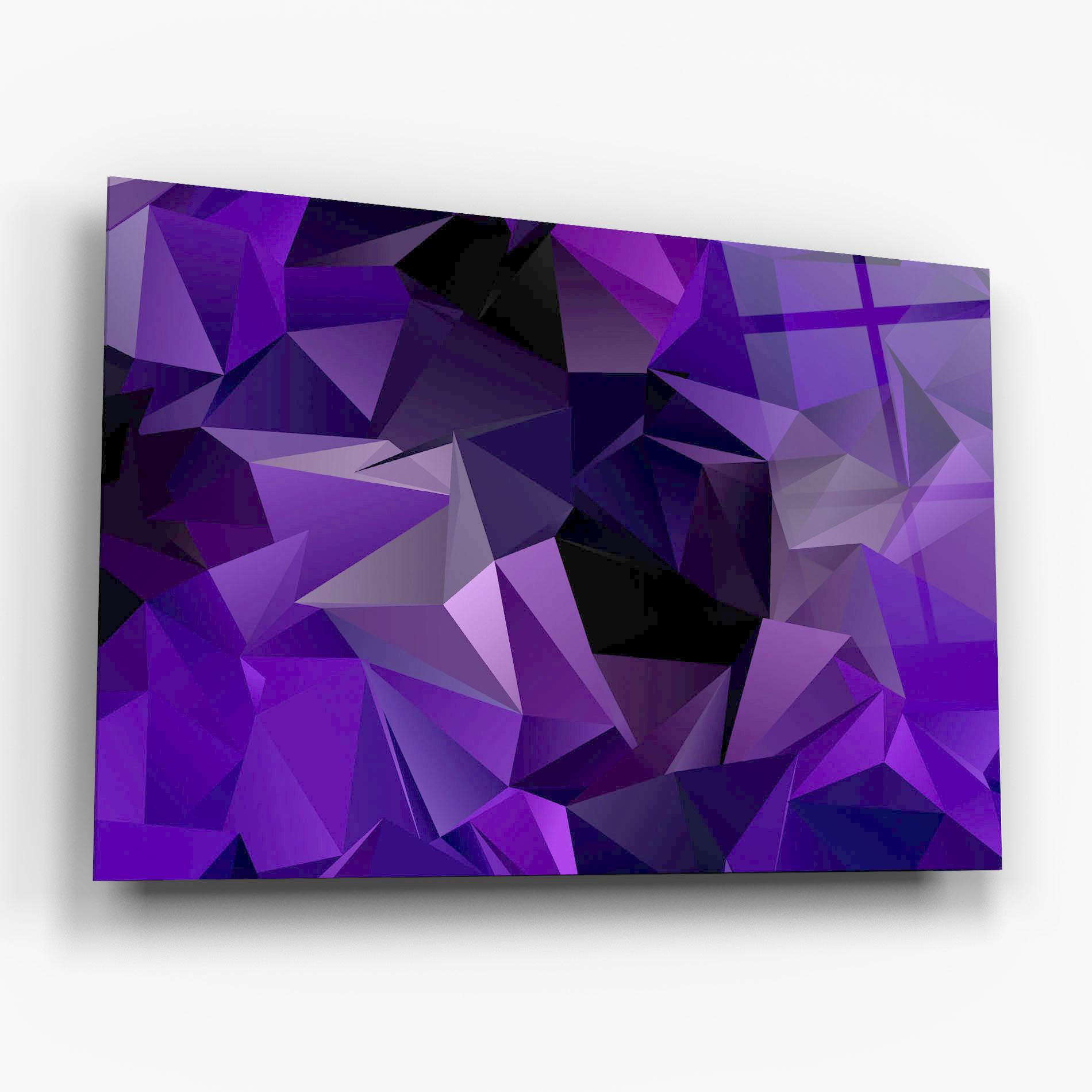 Tablou Sticla Purple Triangle Mix mockup 6