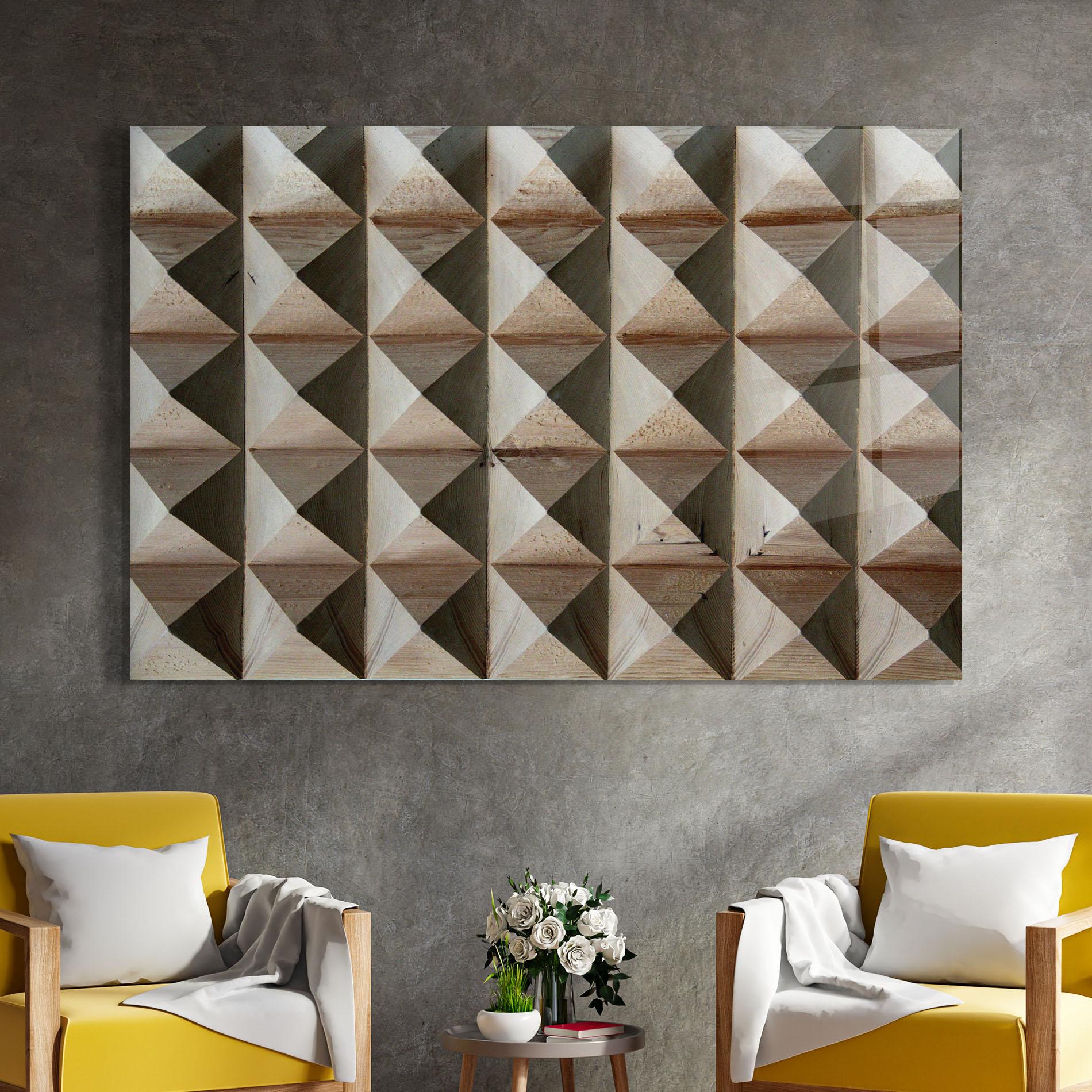 Tablou Sticla Cream Pyramid mockup 4