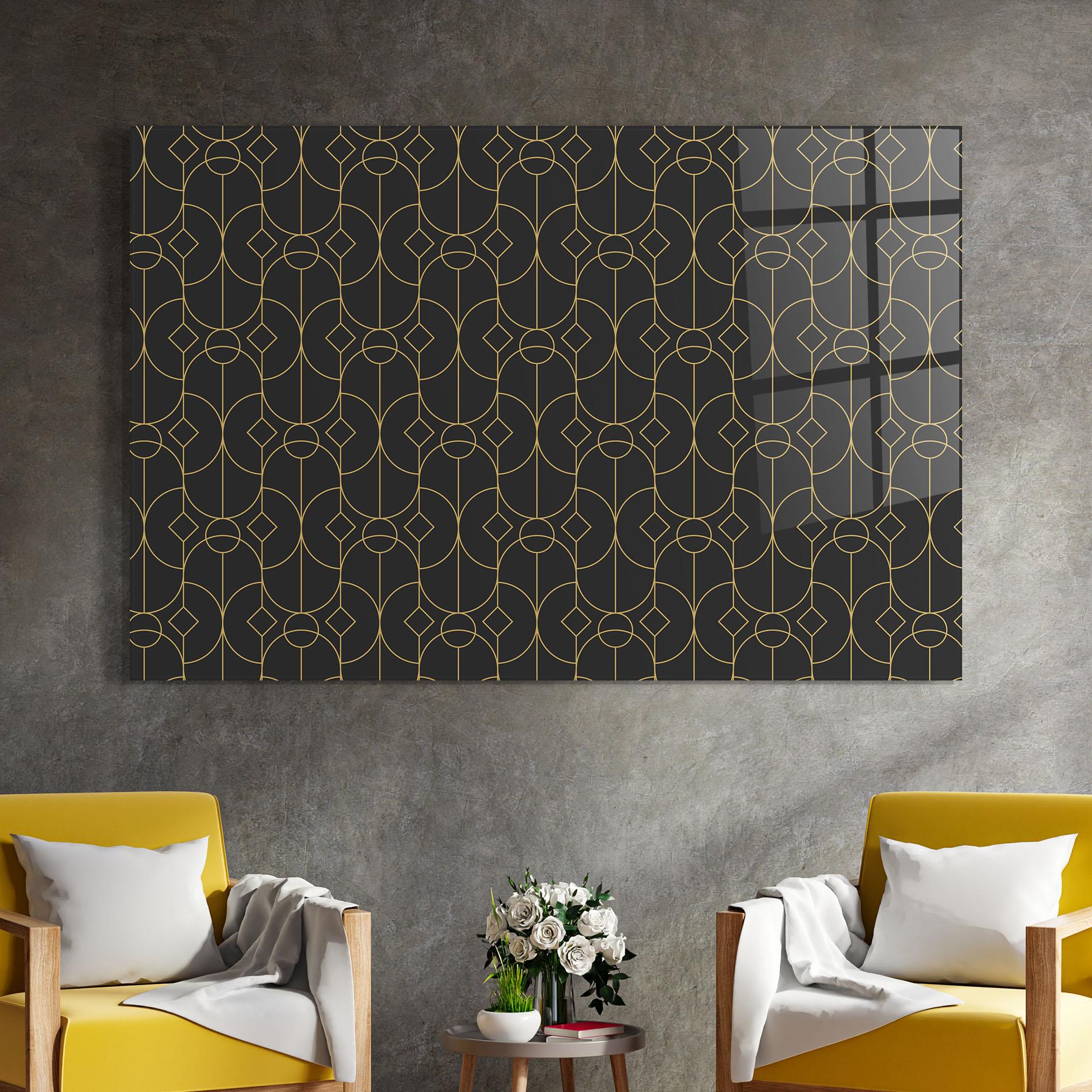 Tablou Sticla Gold Geometric mockup 4