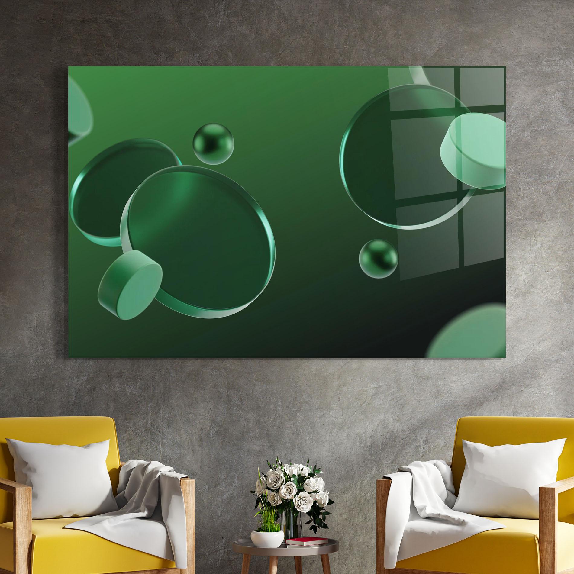 Tablou Sticla Green Circle Floating mockup 4