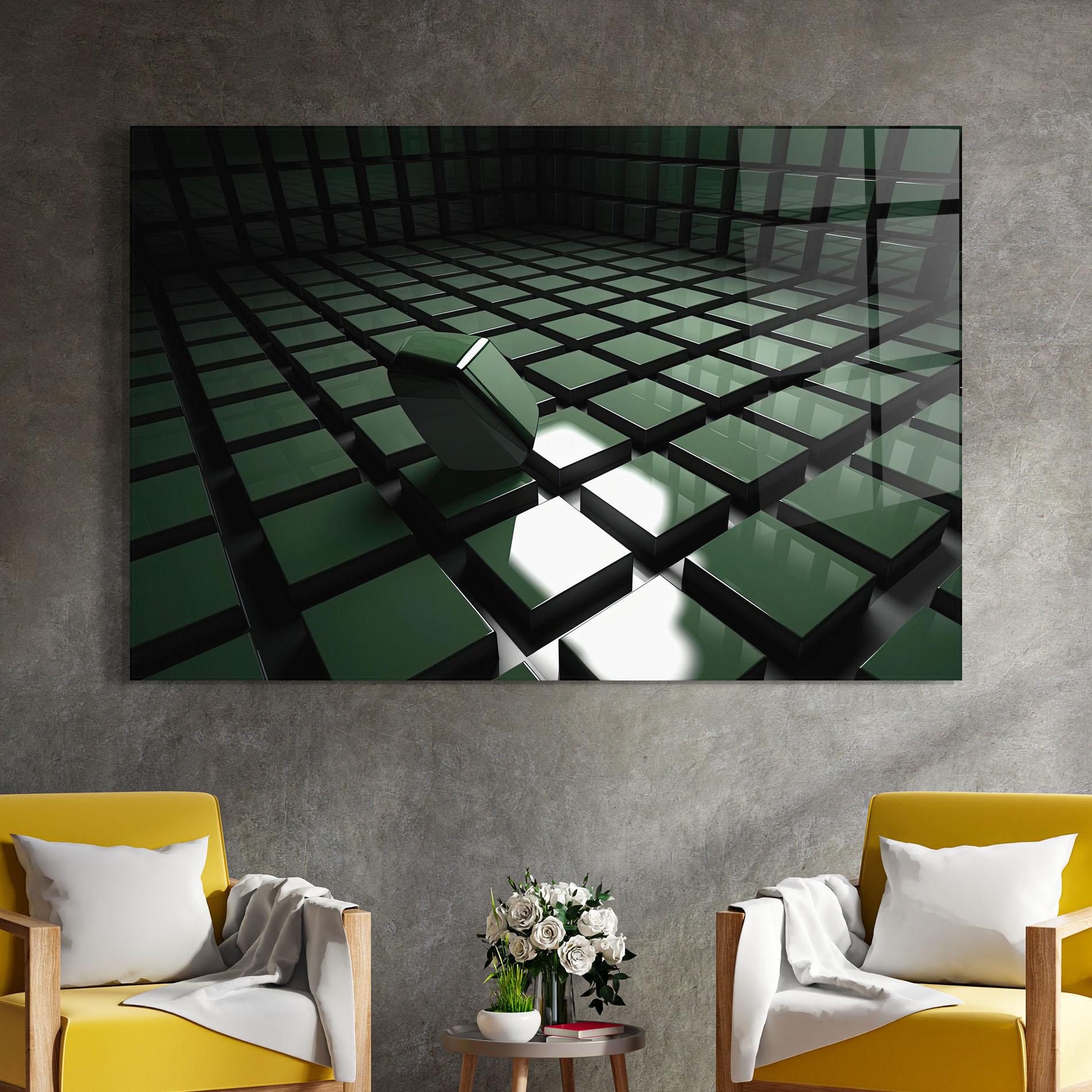 Tablou Sticla Green Shape Floating mockup 4