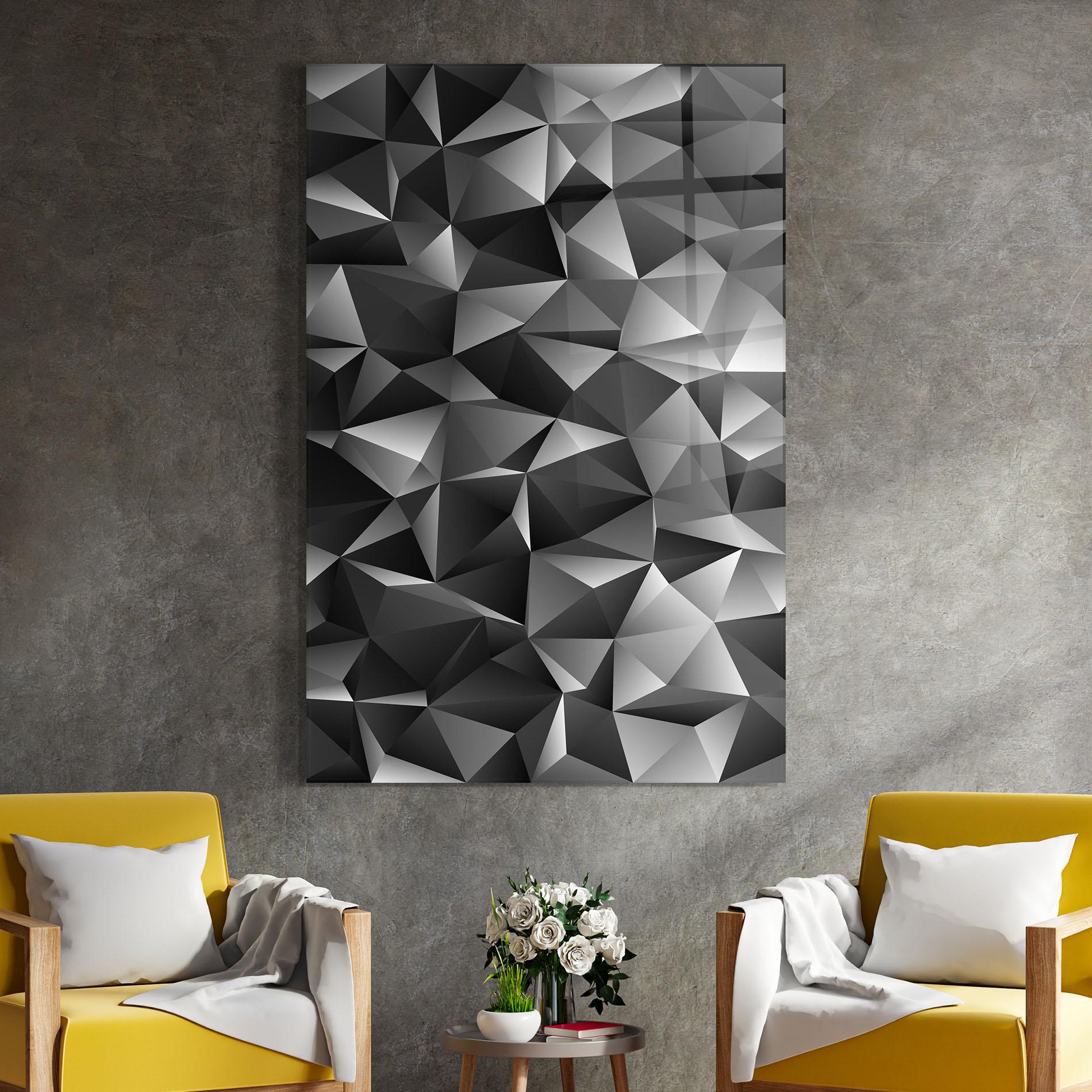 Tablou Sticla Black Triangle Pattern mockup 4