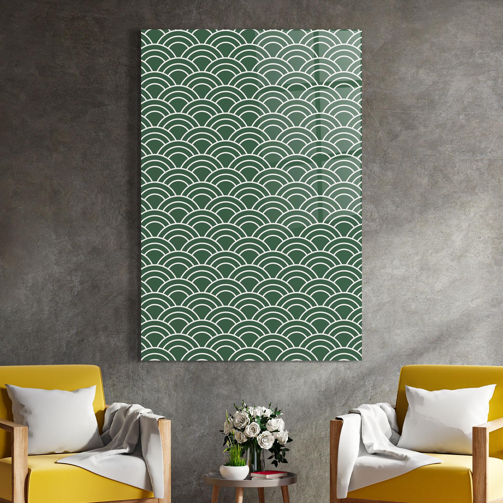 Tablou Sticla Green Semi Circle mockup 4