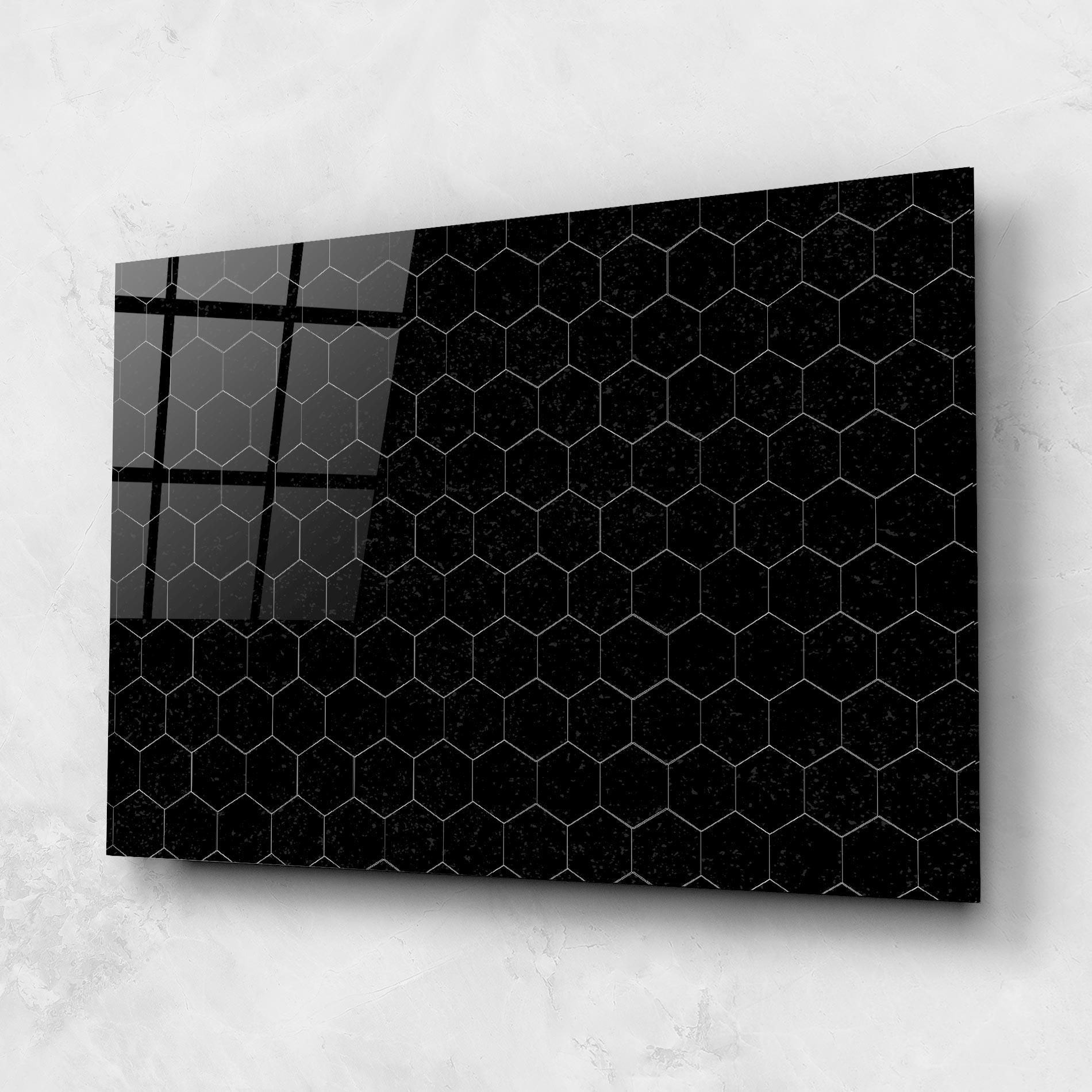 Tablou Sticla Black Hexagon mockup 1