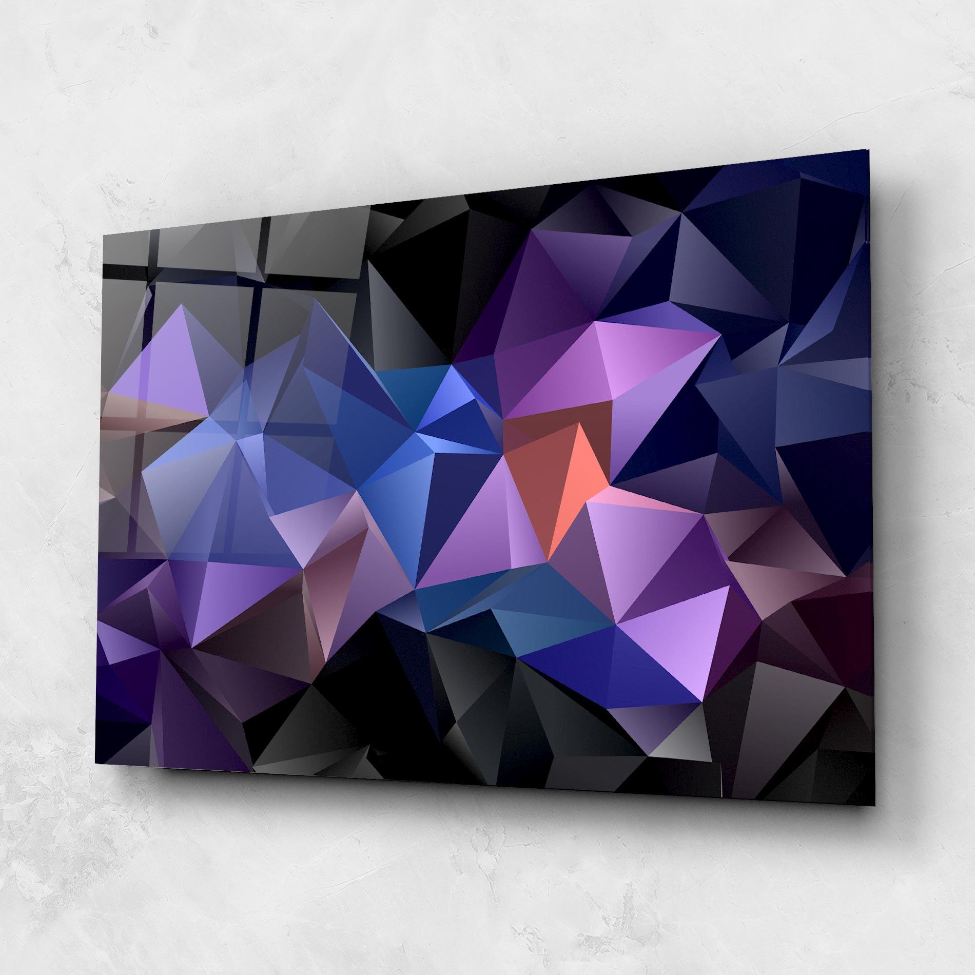Tablou Sticla Black Purple Triangle mockup 1
