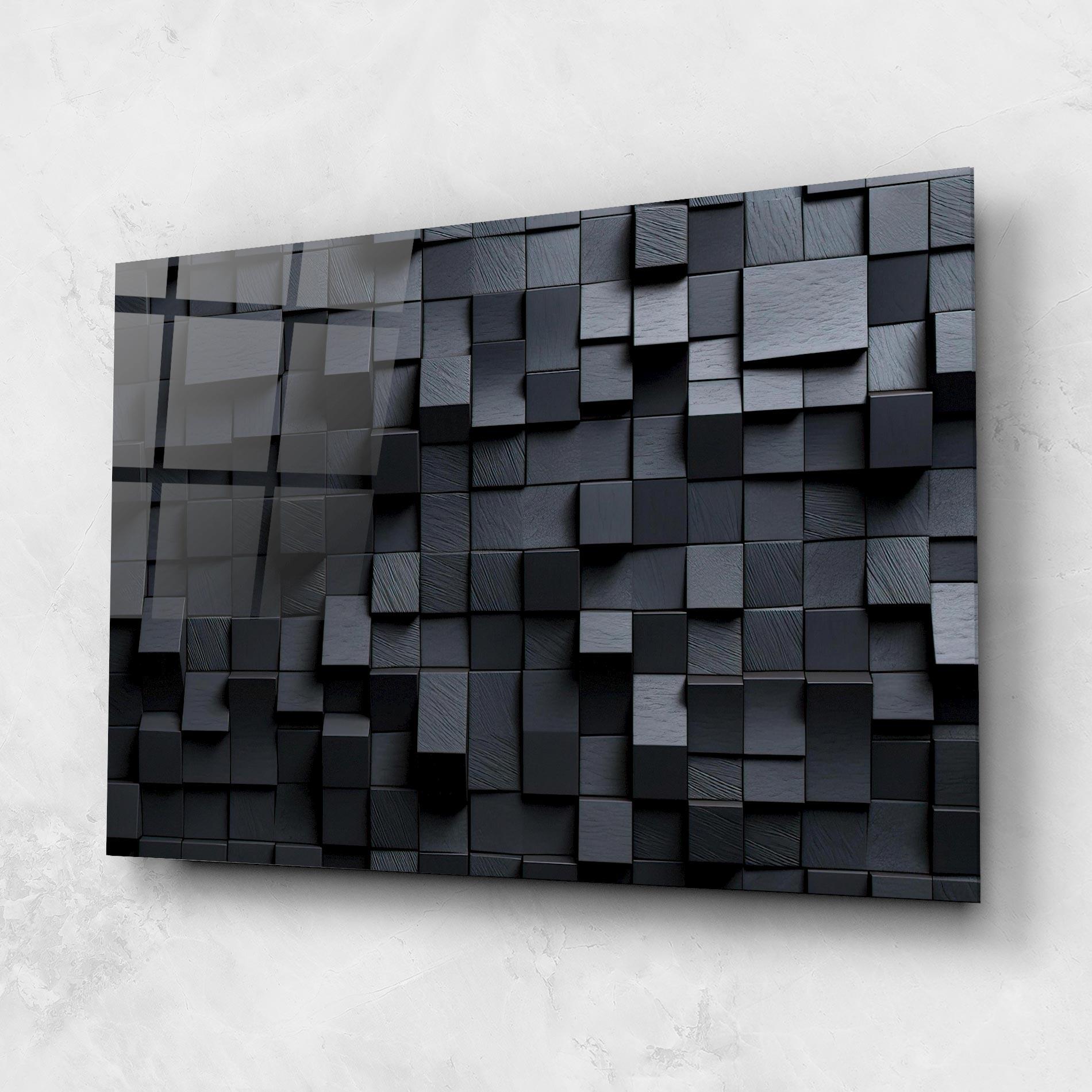 Tablou Sticla Black Square Pattern mockup 1