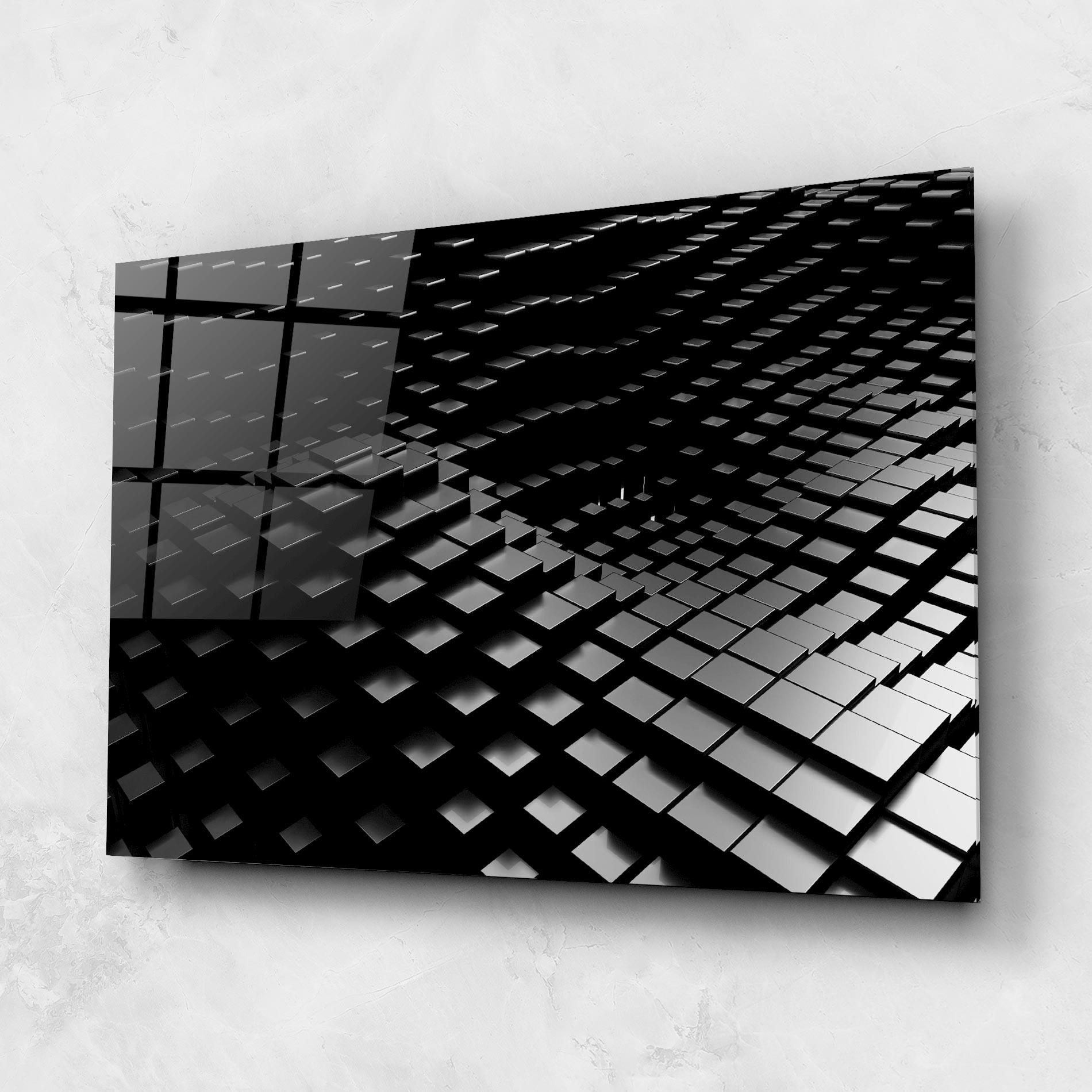 Tablou Sticla Black Square Wave mockup 1