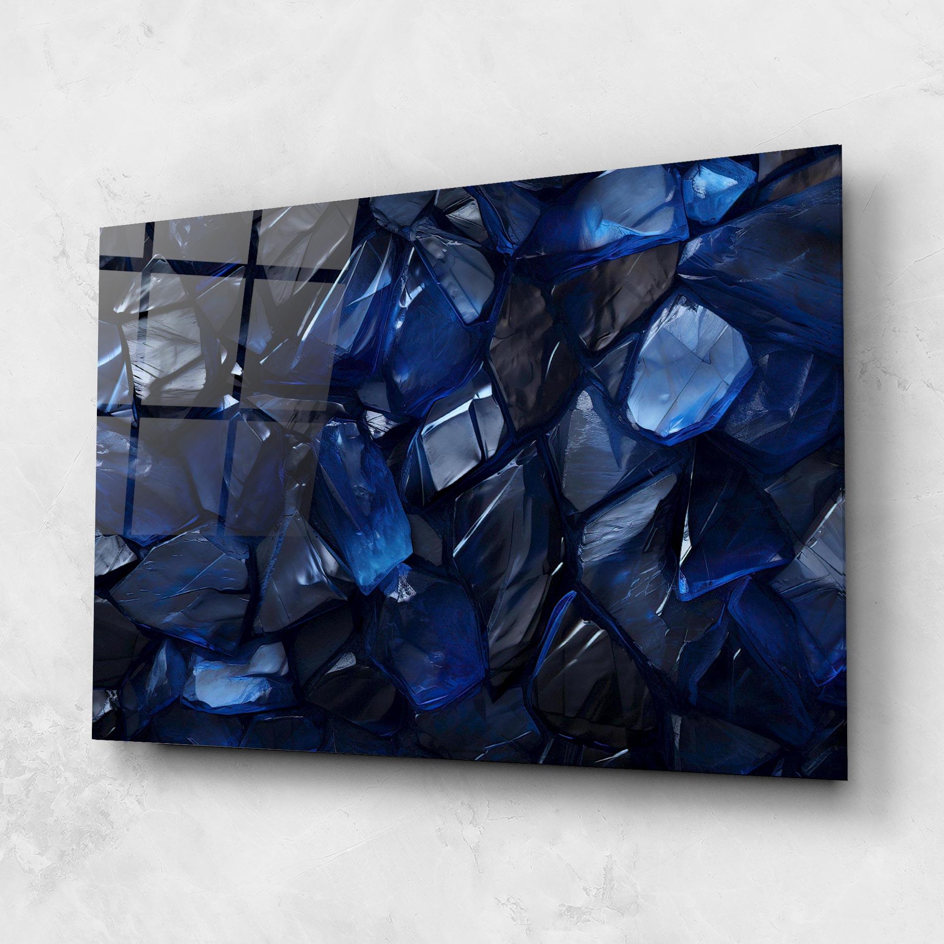 Tablou Sticla Blue Crystal Shape mockup 1