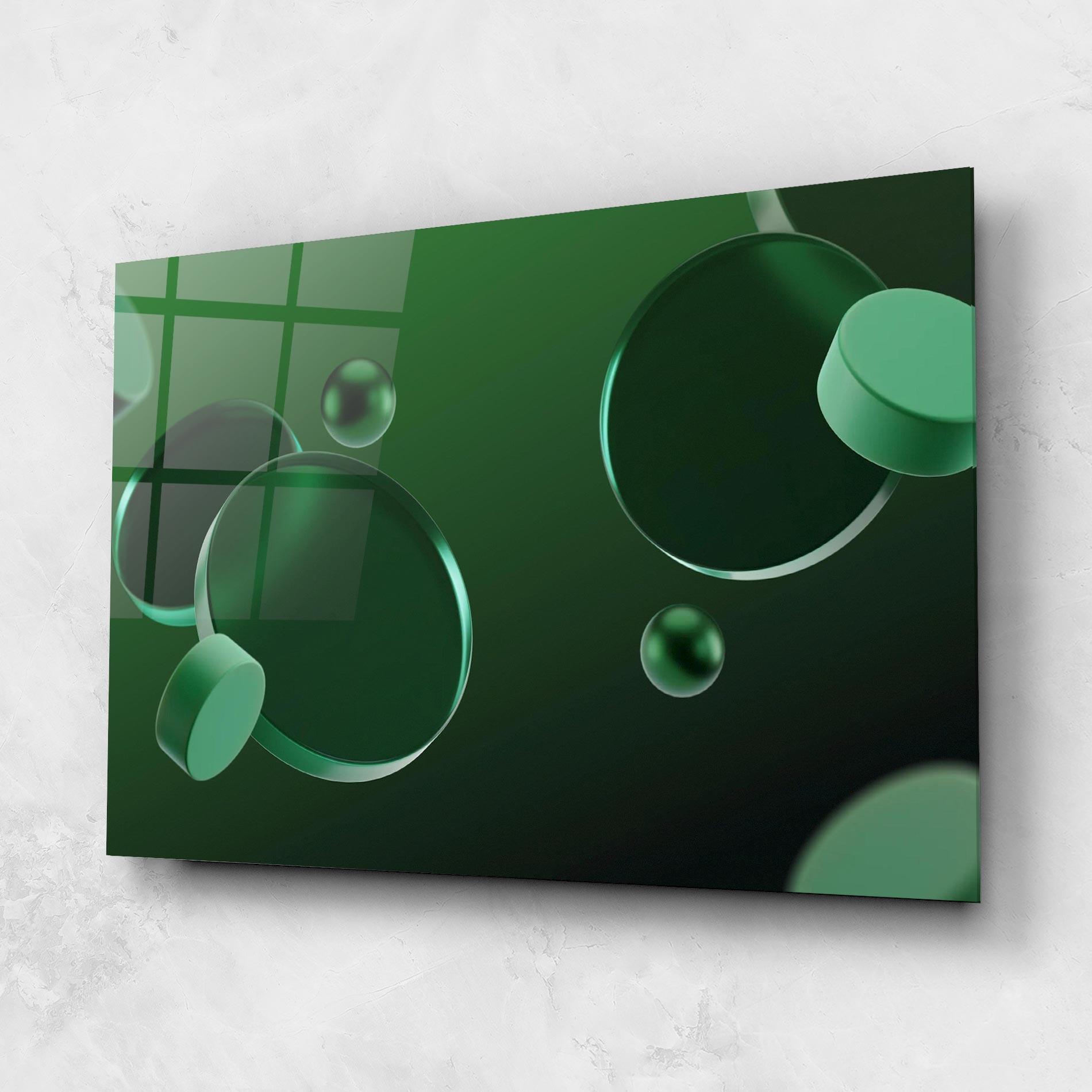 Tablou Sticla Green Circle Floating mockup 1