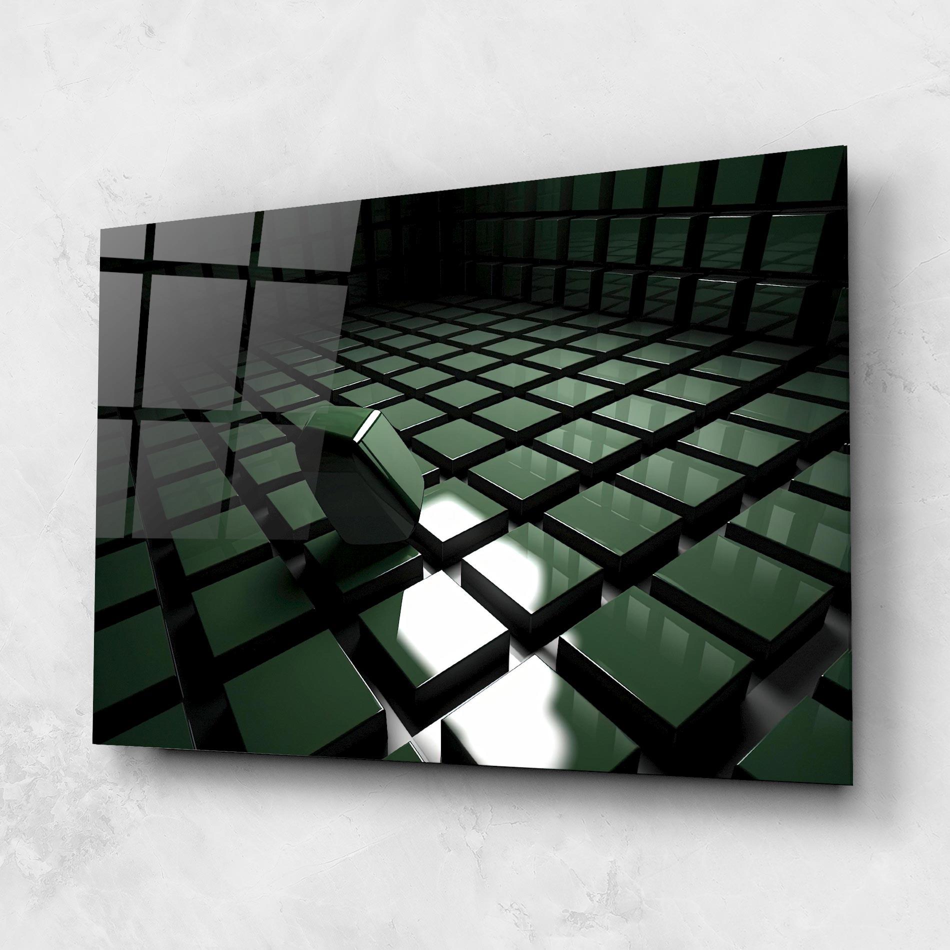 Tablou Sticla Green Shape Floating mockup 1