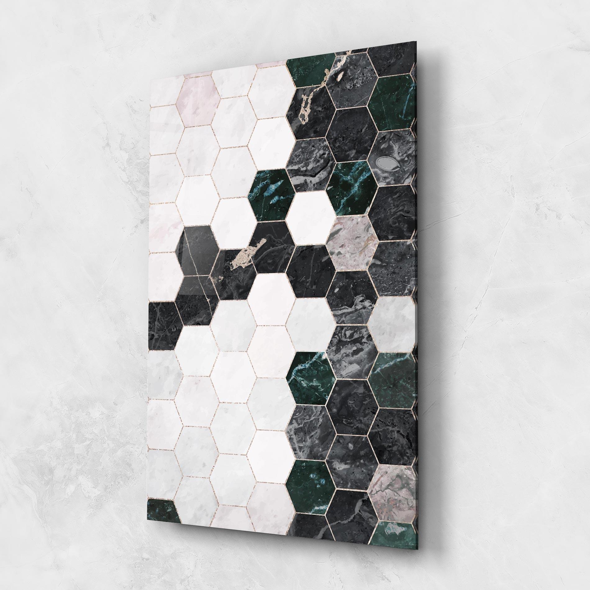 Tablou Sticla Green Hexagon mockup 1