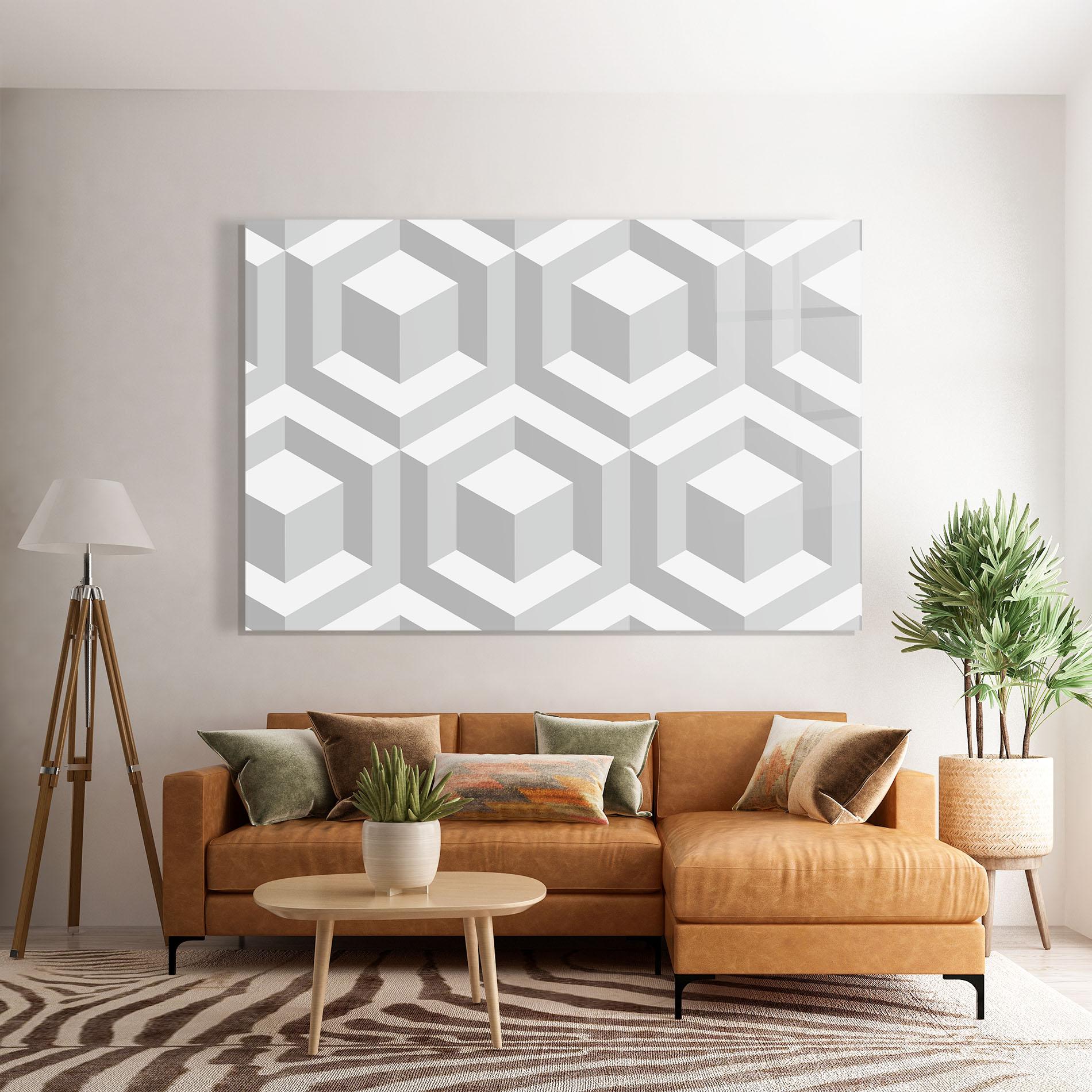 Tablou Sticla 3d Square mockup 7