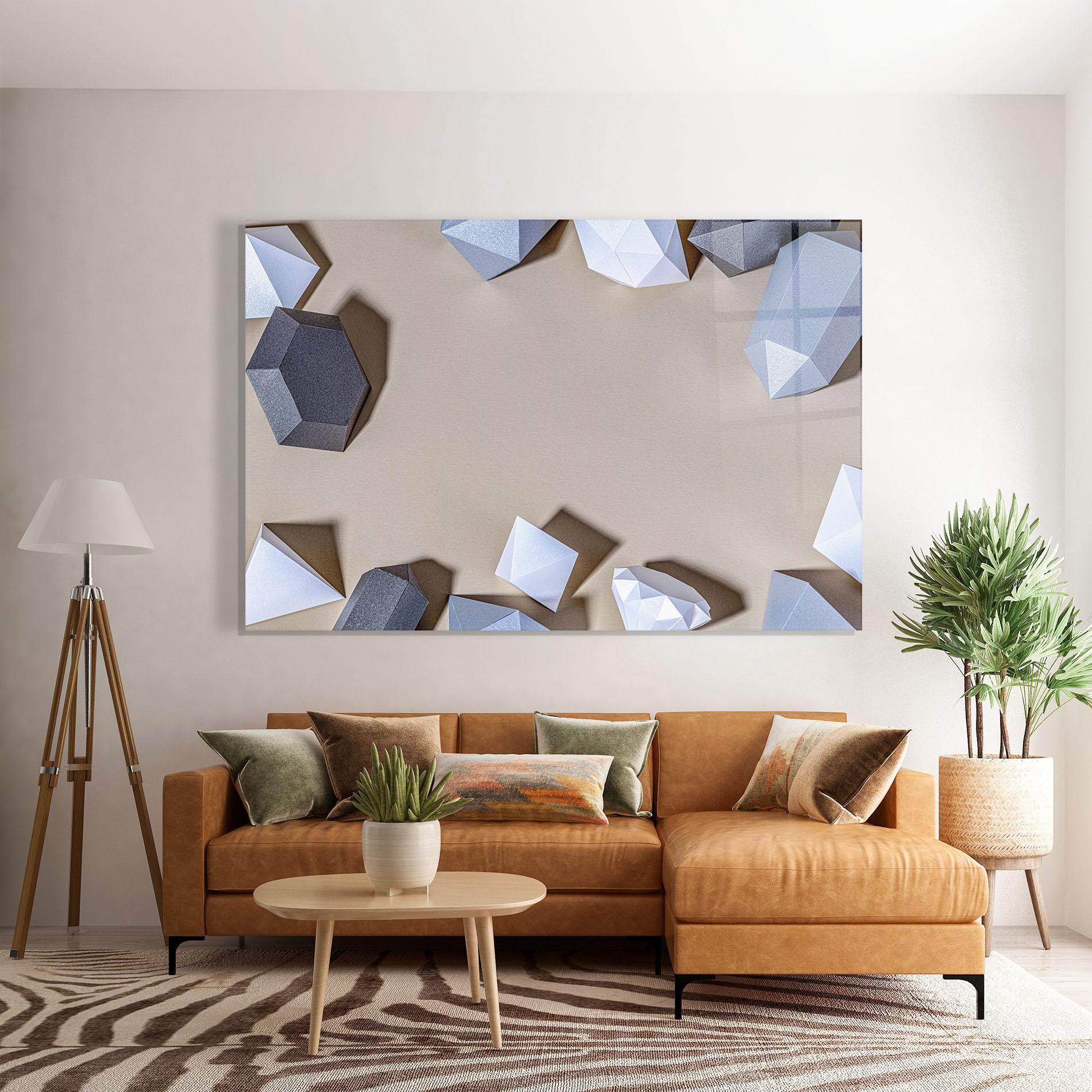 Tablou Sticla Geometric 3d Shapes mockup 7