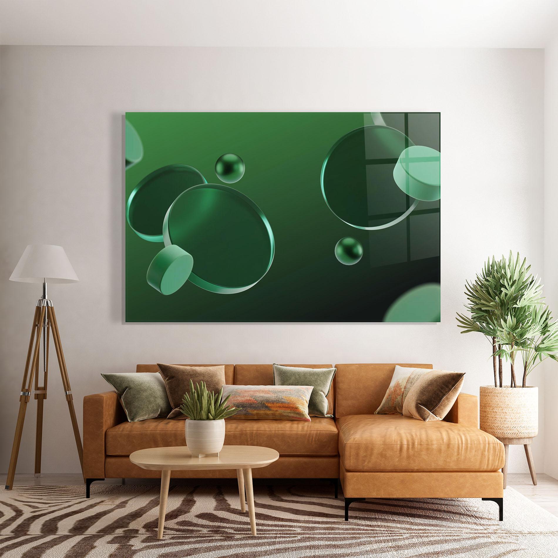 Tablou Sticla Green Circle Floating mockup 7
