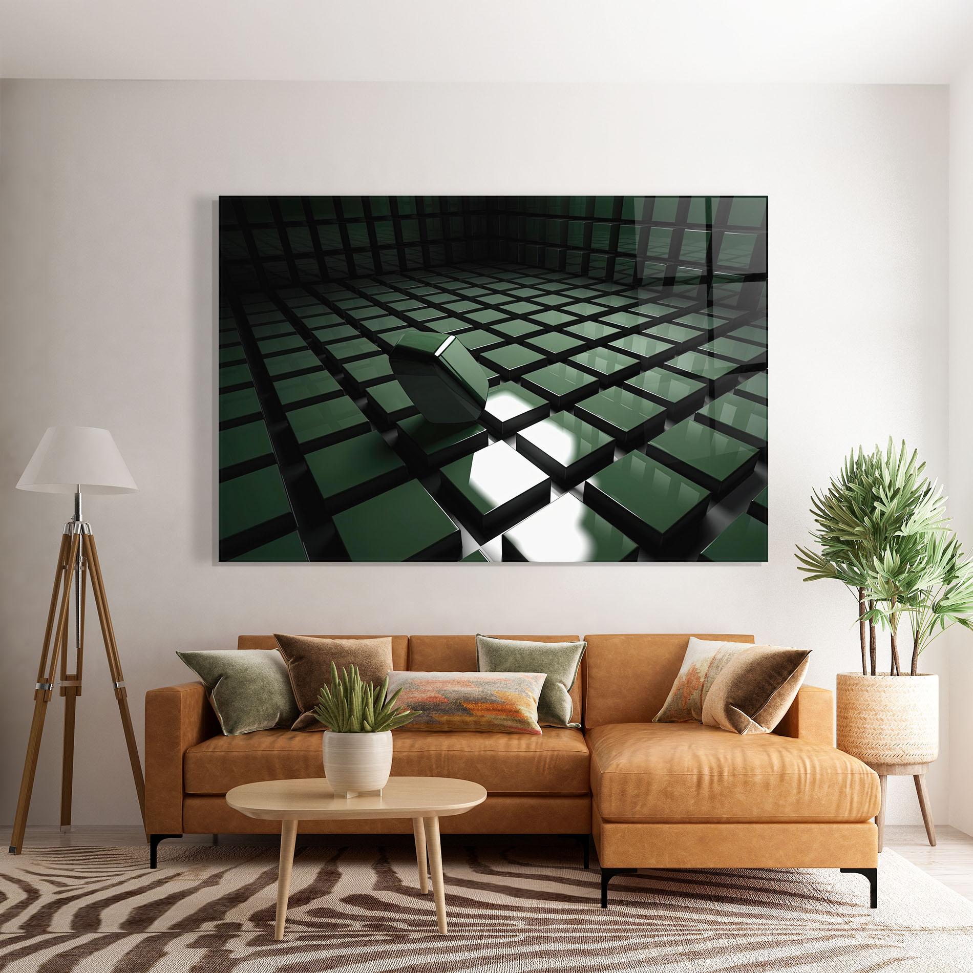 Tablou Sticla Green Shape Floating mockup 7