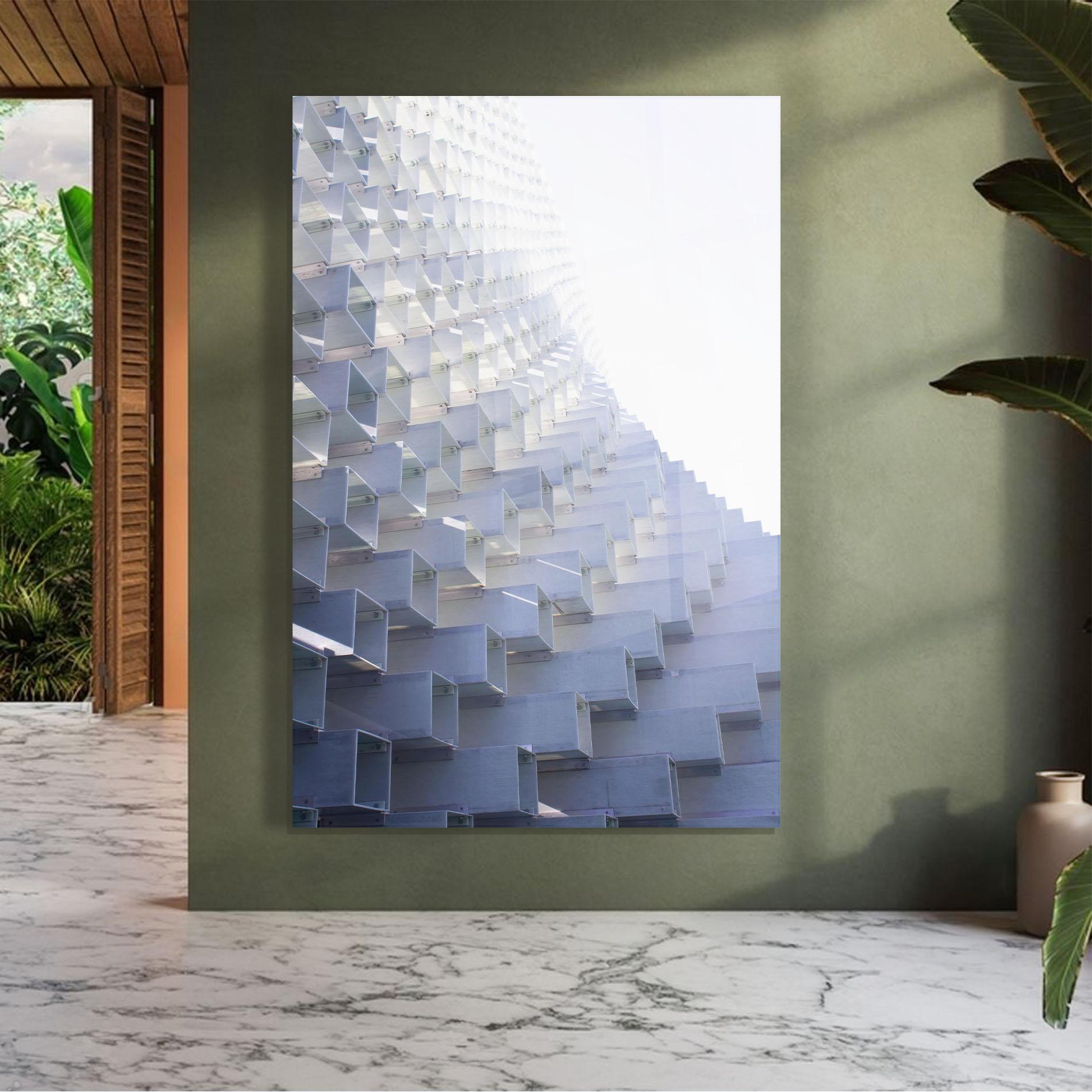 Tablou Sticla 3d White Square mockup 7