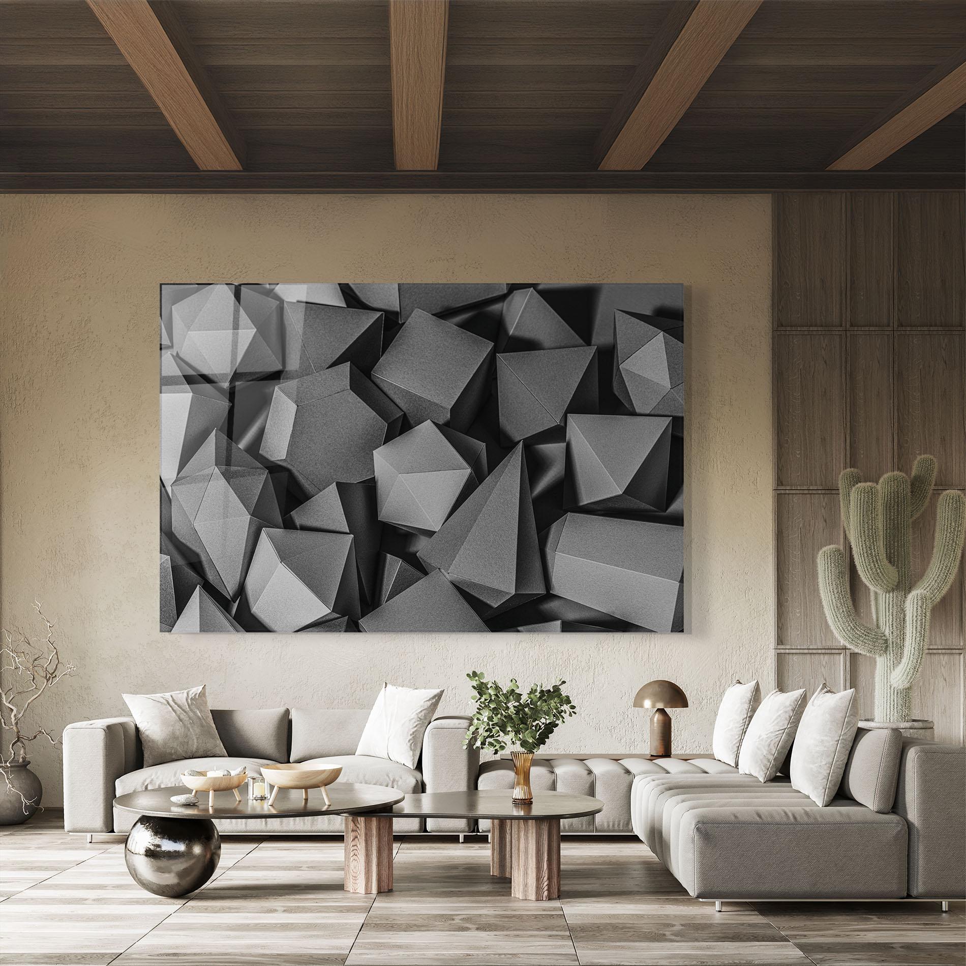 Tablou Sticla Black Geometric Shapes mockup 8