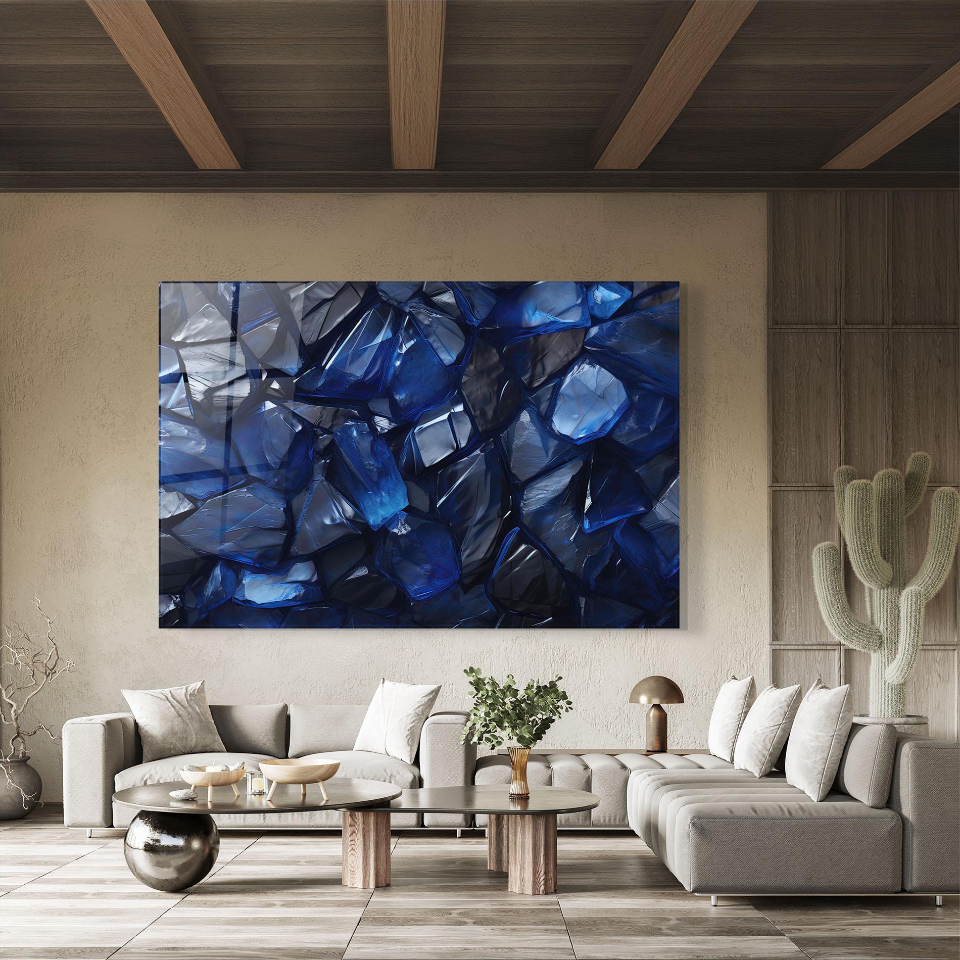Tablou Sticla Blue Crystal Shape mockup 8