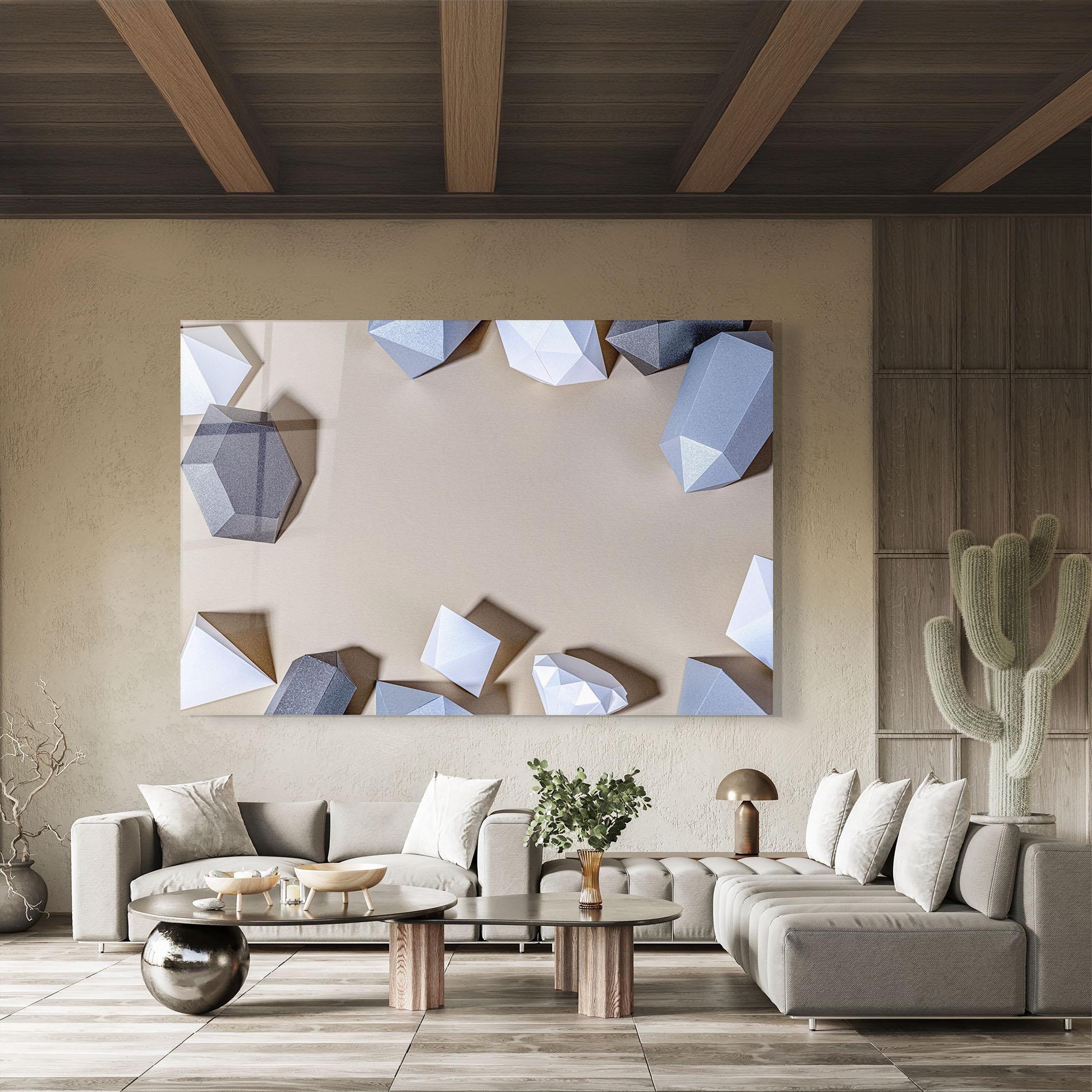 Tablou Sticla Geometric 3d Shapes mockup 8