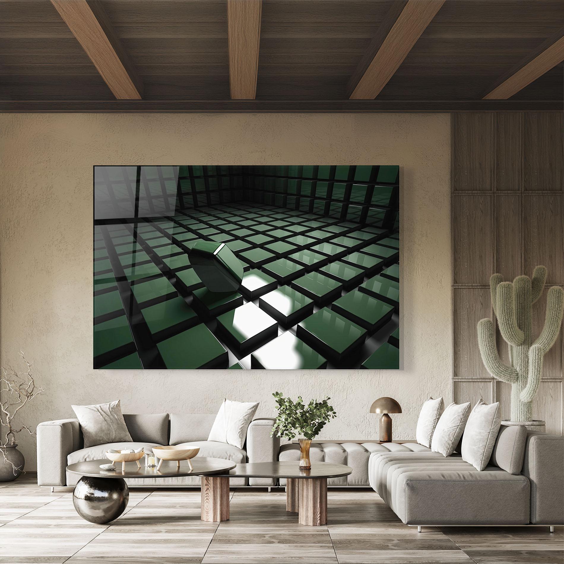 Tablou Sticla Green Shape Floating mockup 8