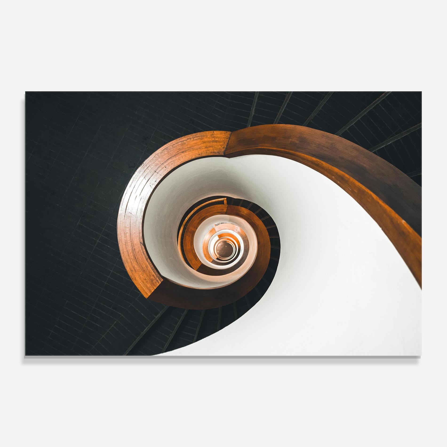 Tablou Sticla Black Spiral Stairs mockup 0