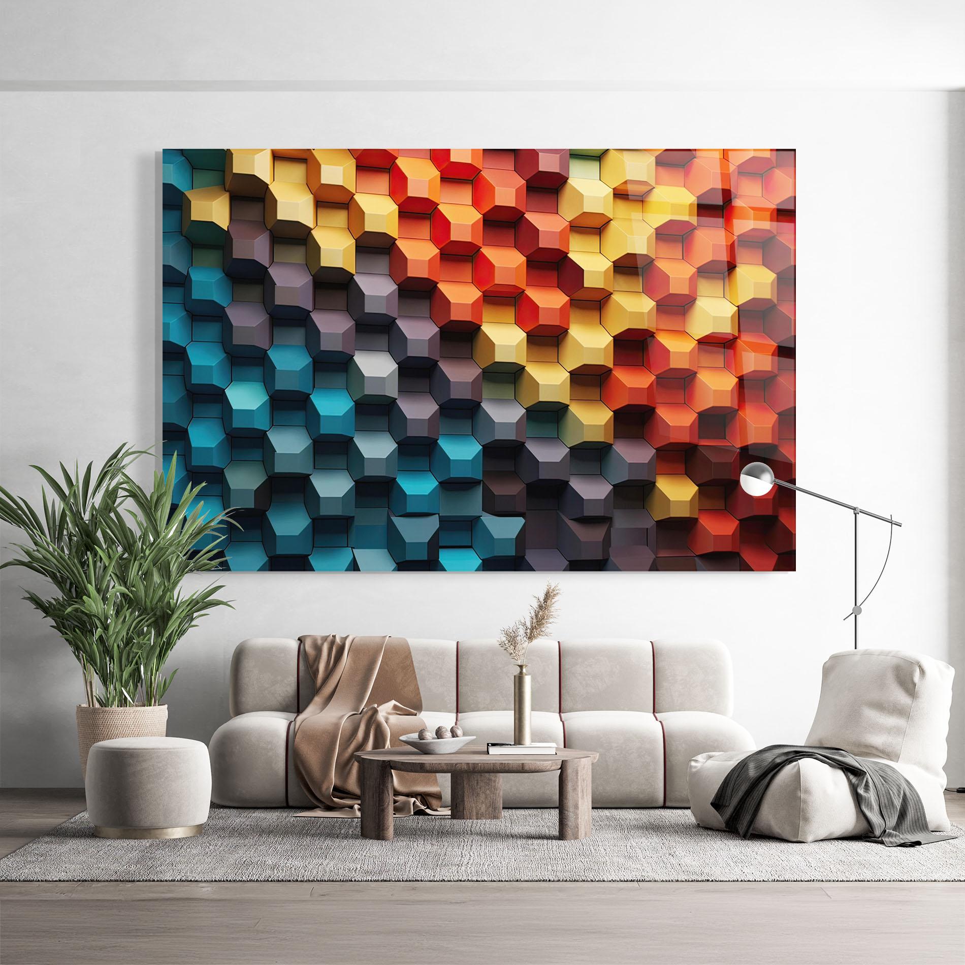 Tablou Sticla 3d Sqare Mix mockup 9