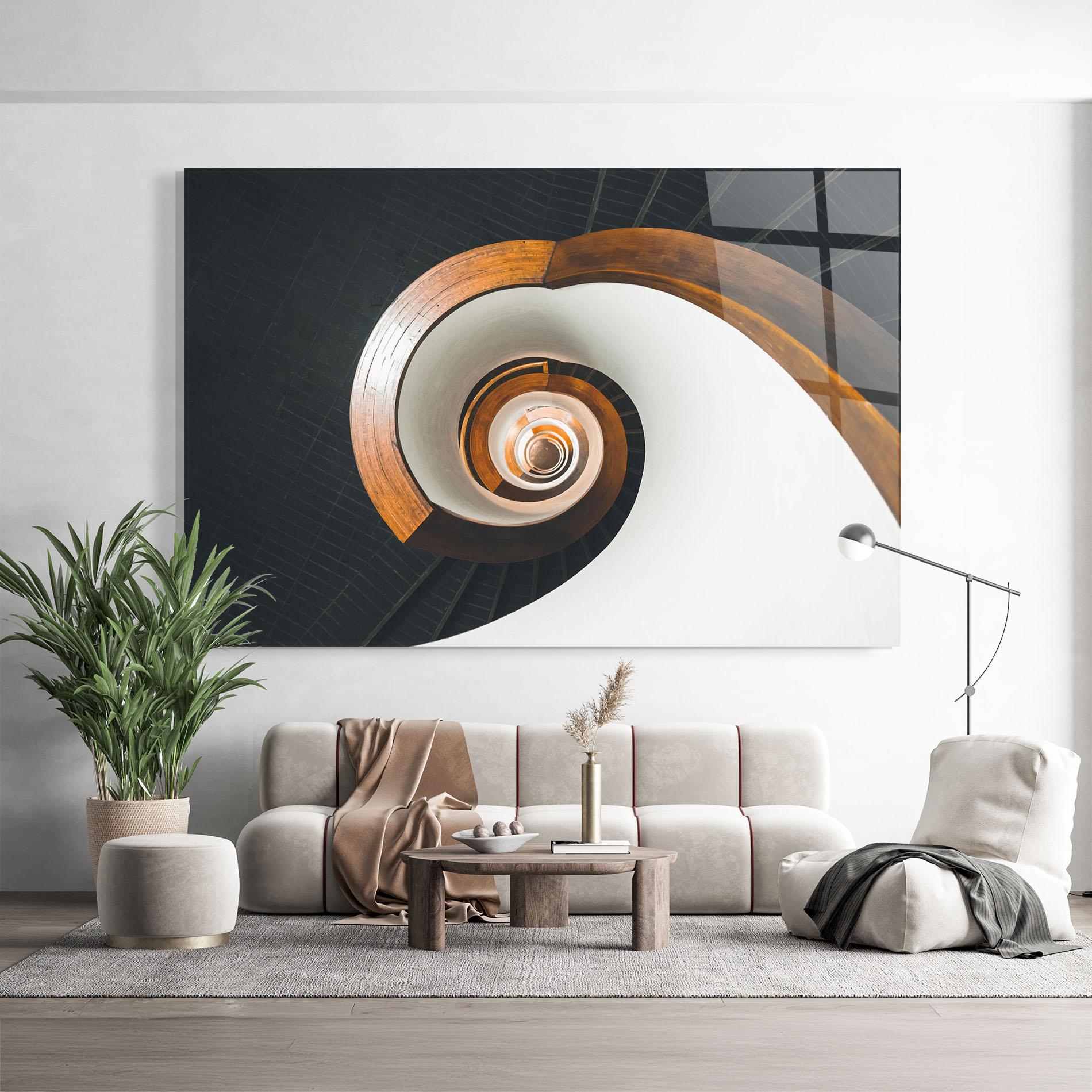 Tablou Sticla Black Spiral Stairs mockup 9