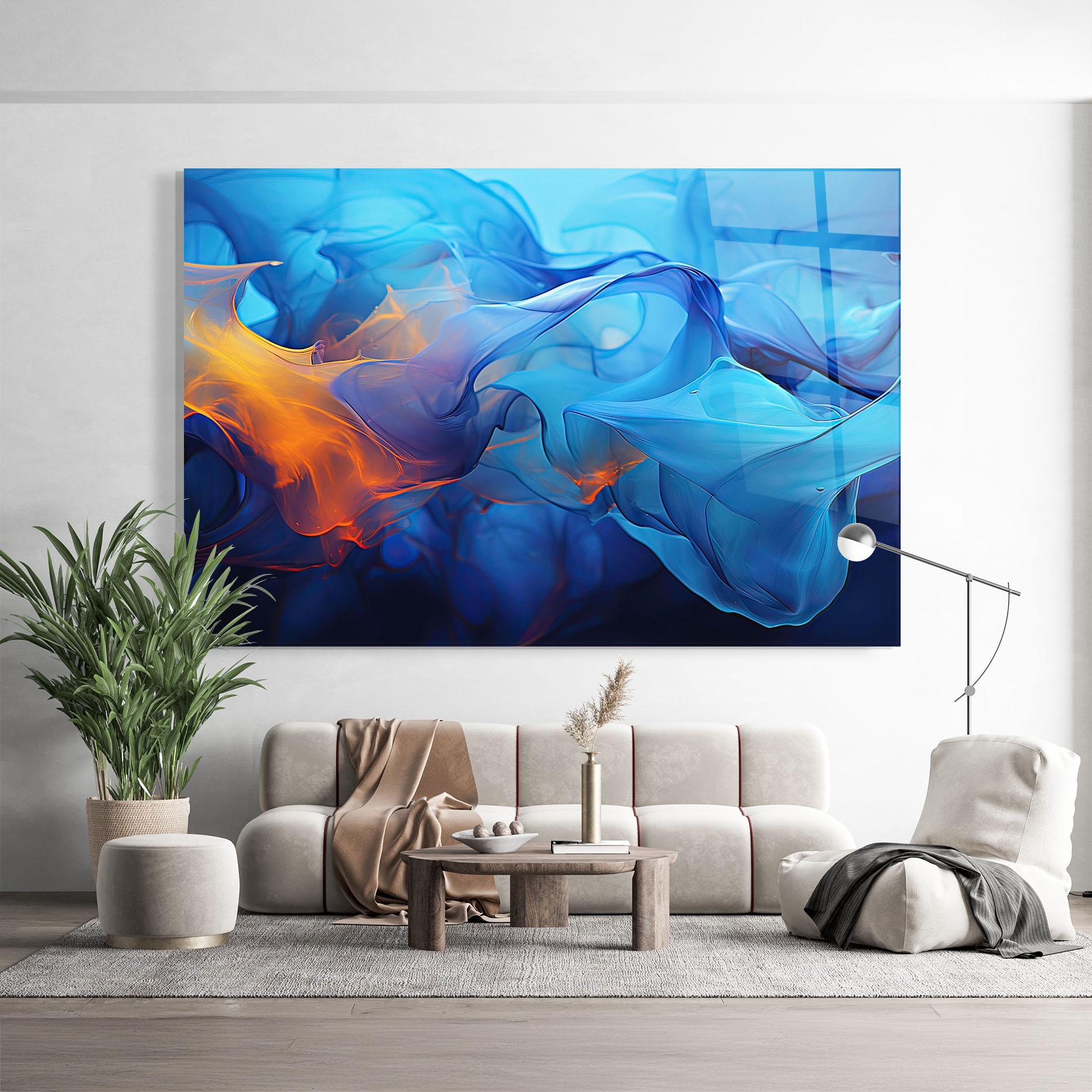 Tablou Sticla Blue Orange Floating mockup 9