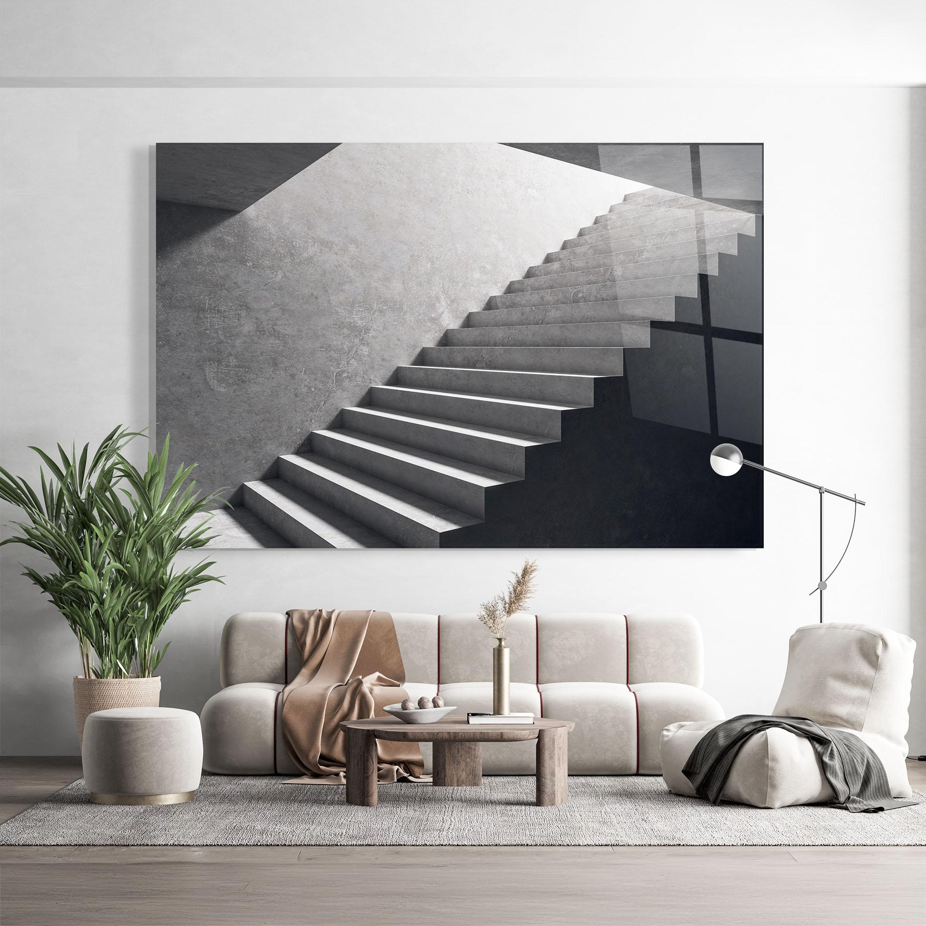 Tablou Sticla Concrete Stairs mockup 9